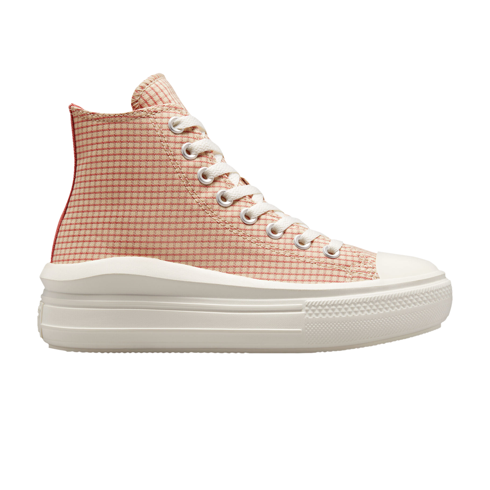 Pre-owned Converse Wmns Chuck Taylor All Star Move Platform High 'checkered - Rhubarb Pie' In Tan