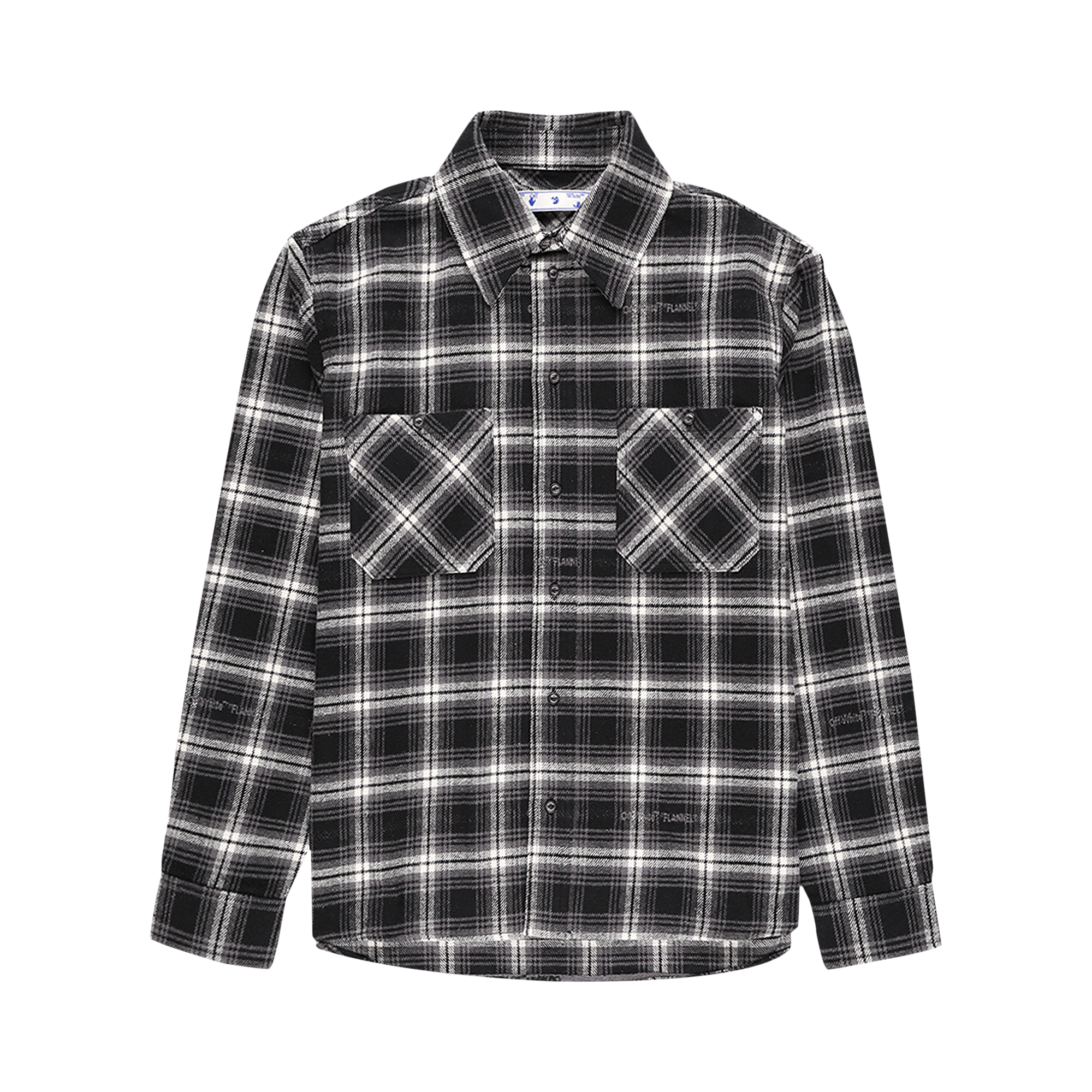 Pre-owned Off-white Stencil Flannel Checked Shirt 'black'