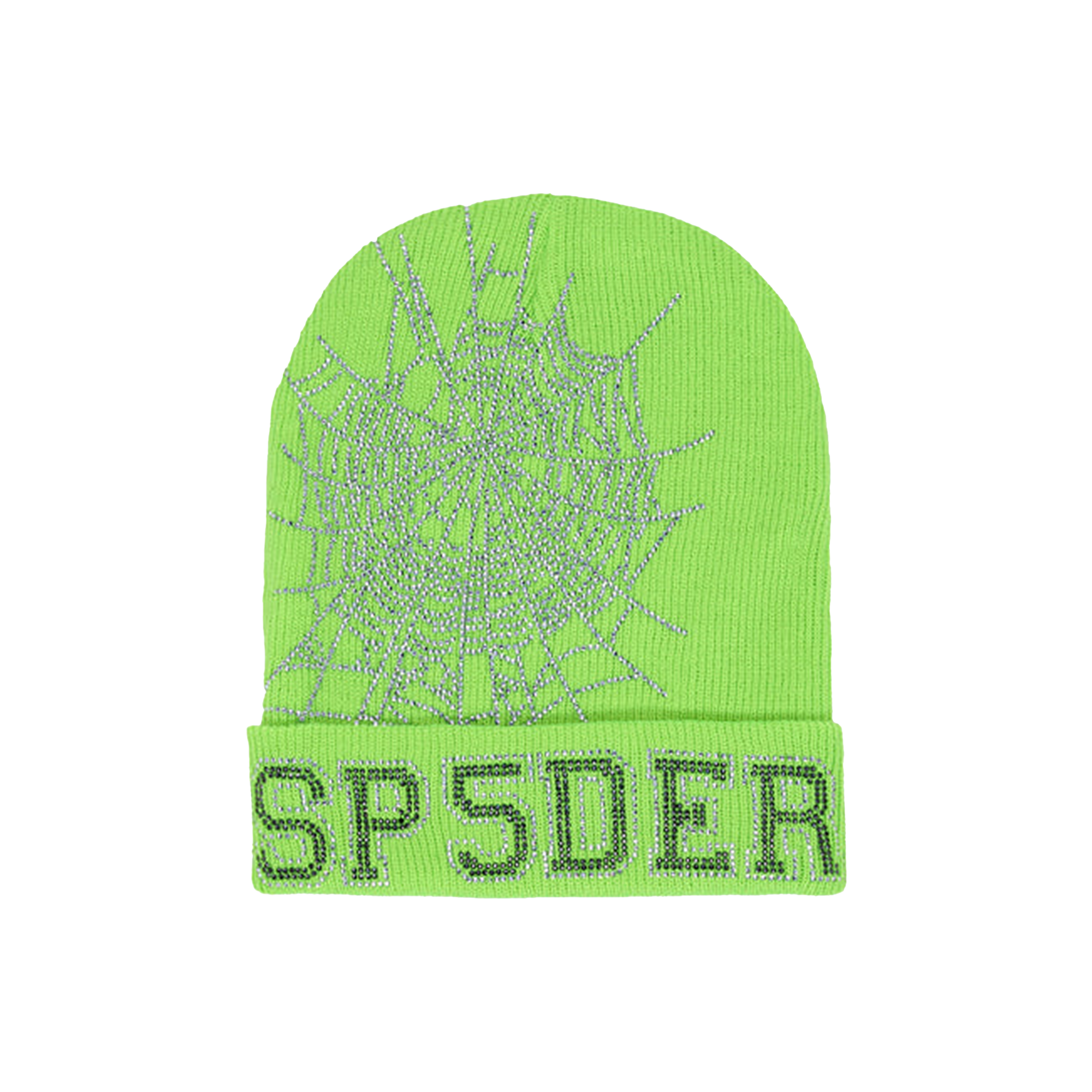 Pre-owned Sp5der Web Beanie 'slime Green'