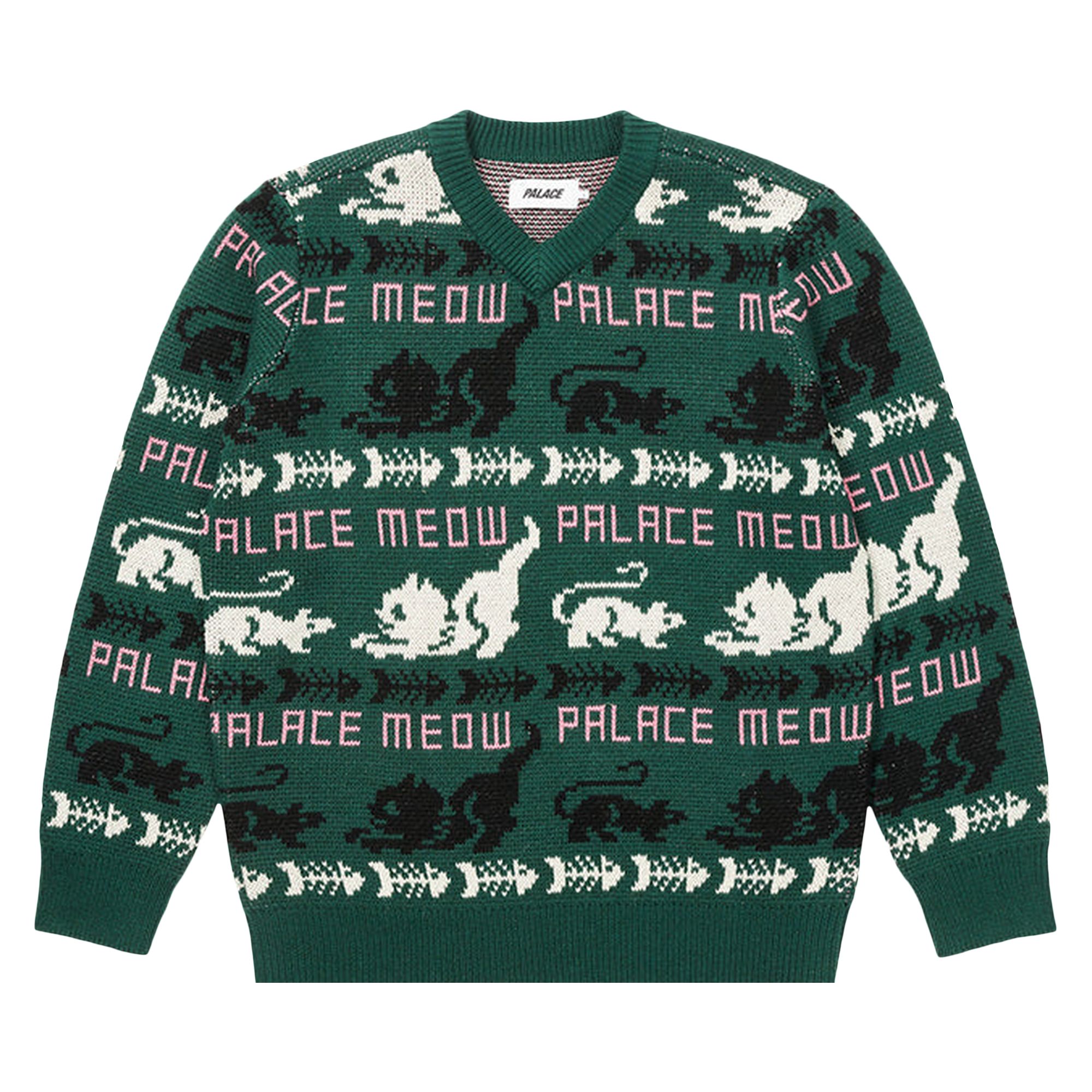 Pre-owned Palace Meow Meow Knit 'green' | Men's Size L