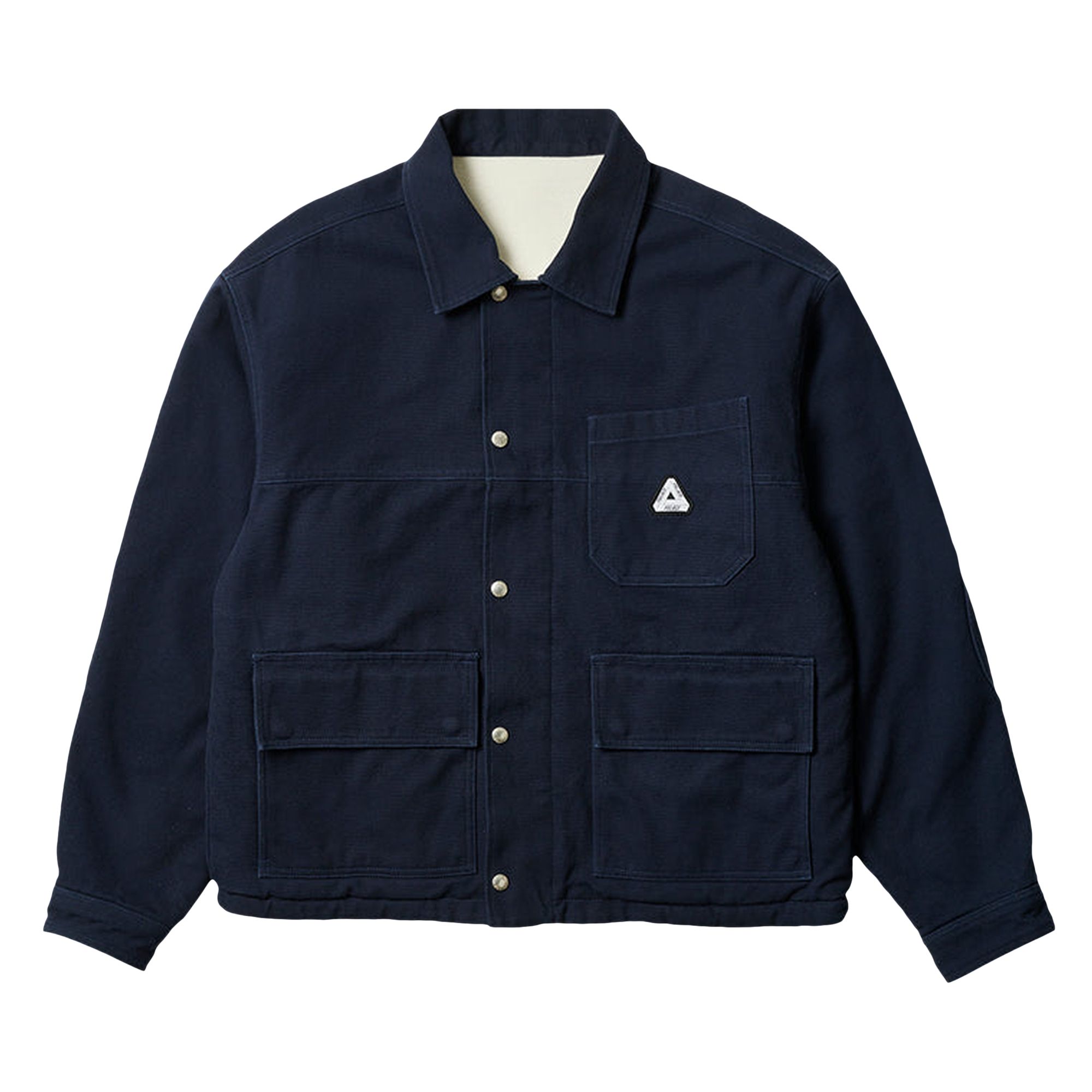 Pre-owned Palace Reversible Canvas Fleece Jacket 'navy/natural' | Blue | Men's Size Xl