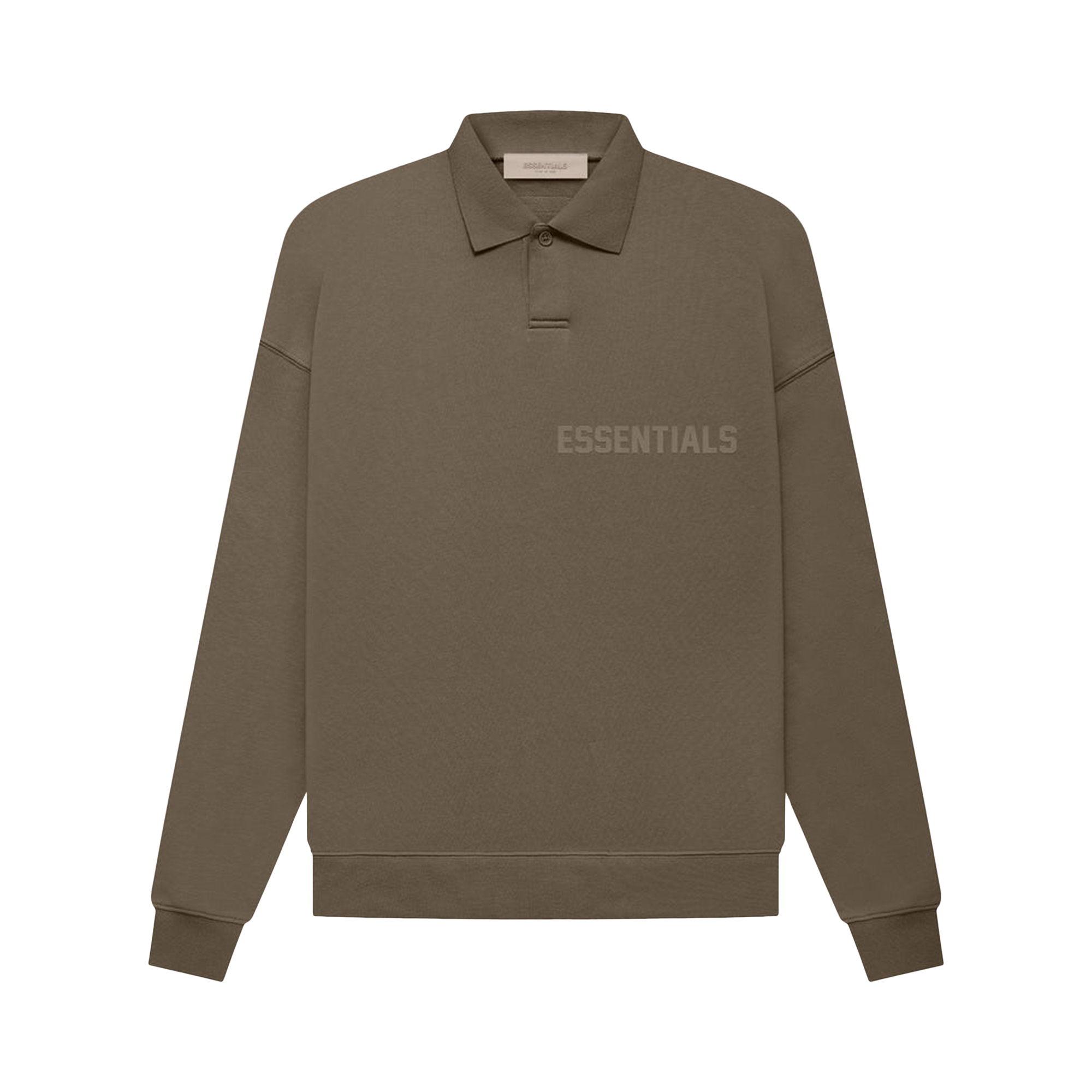 Pre-owned Essentials Fear Of God  Long-sleeve Polo 'wood' In Brown