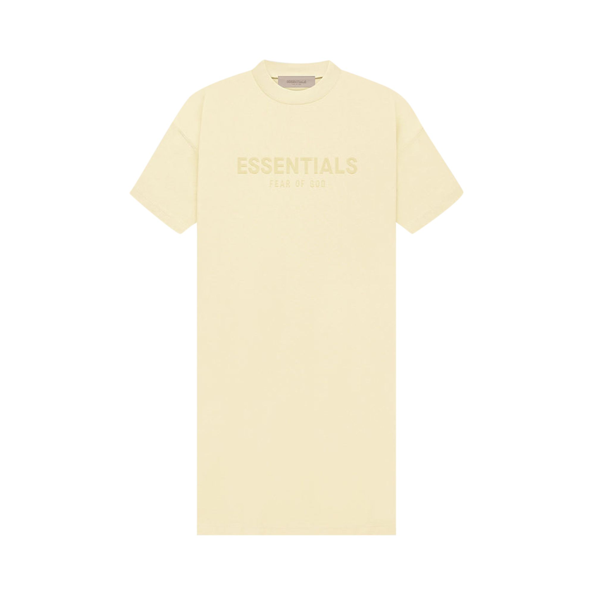 Pre-owned Essentials Fear Of God Tee Dress 'canary' In Cream