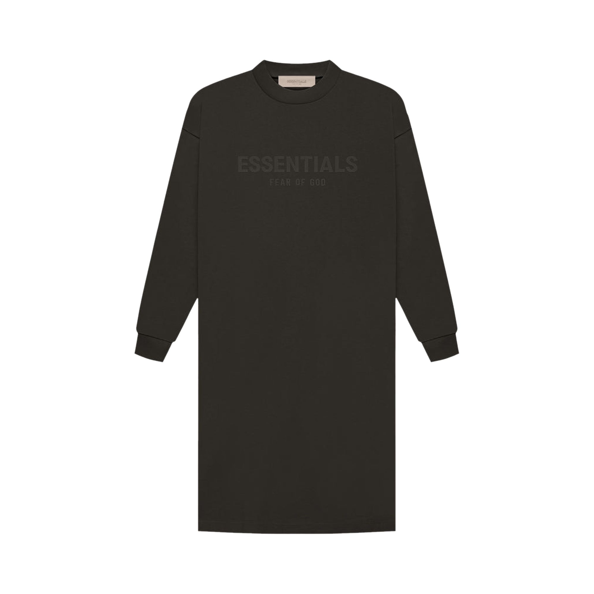 Pre-owned Essentials Fear Of God Long-sleeve Tee Dress 'off Black'