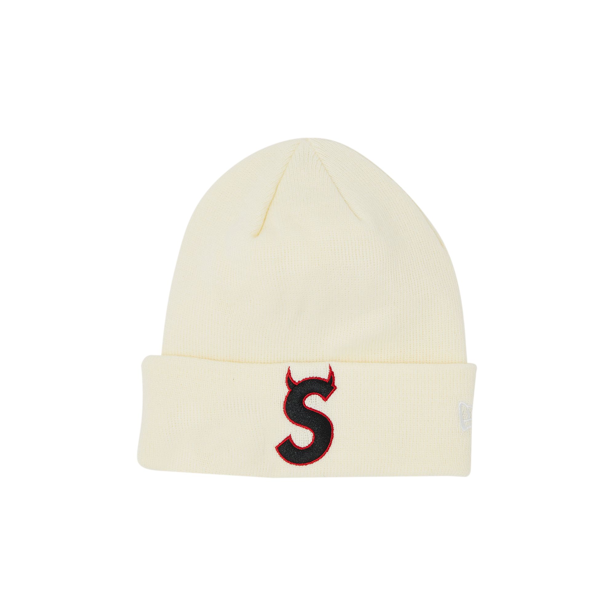 Pre-owned Supreme X New Era S Logo Beanie 'natural' In Cream