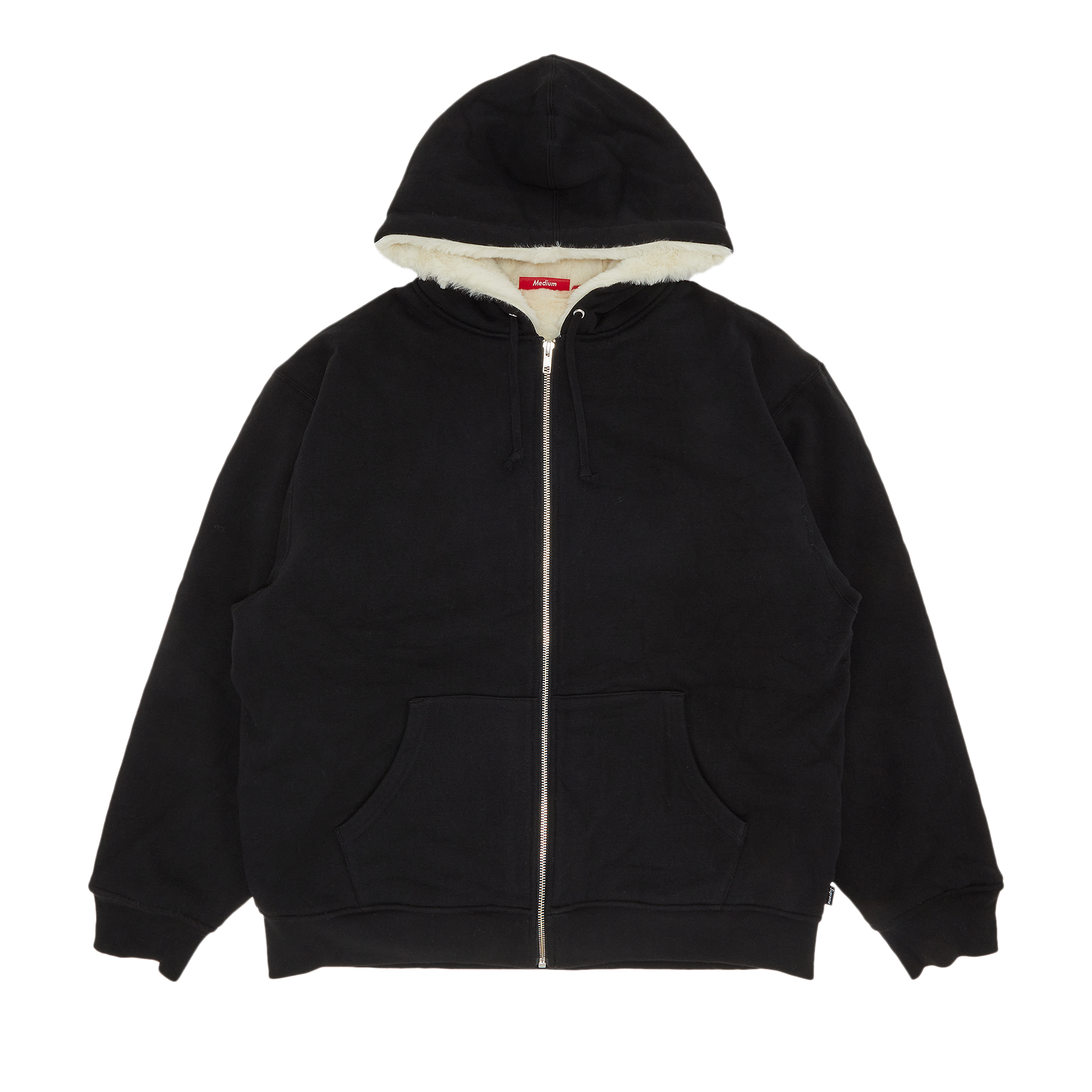 Pre-owned Supreme Faux Fur Lined Zip Up Hooded Sweatshirt 'black'