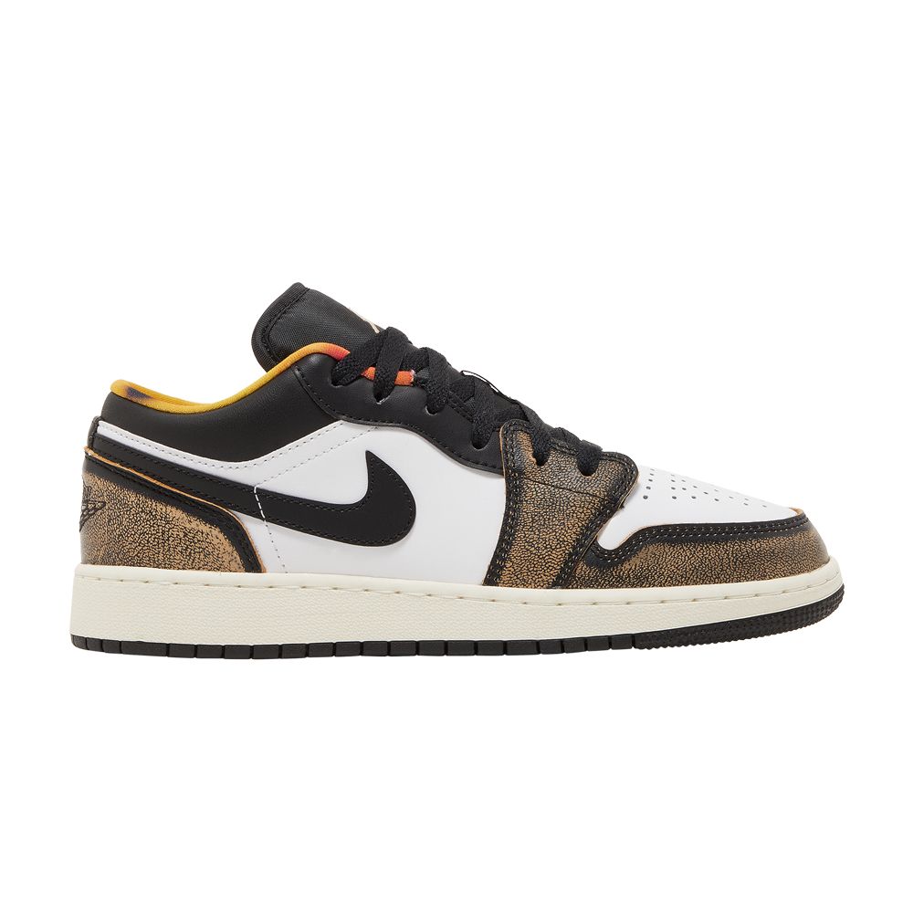 Pre-owned Air Jordan 1 Low Se Gs 'wear-away - Tan' | Black | Kid's Size 5