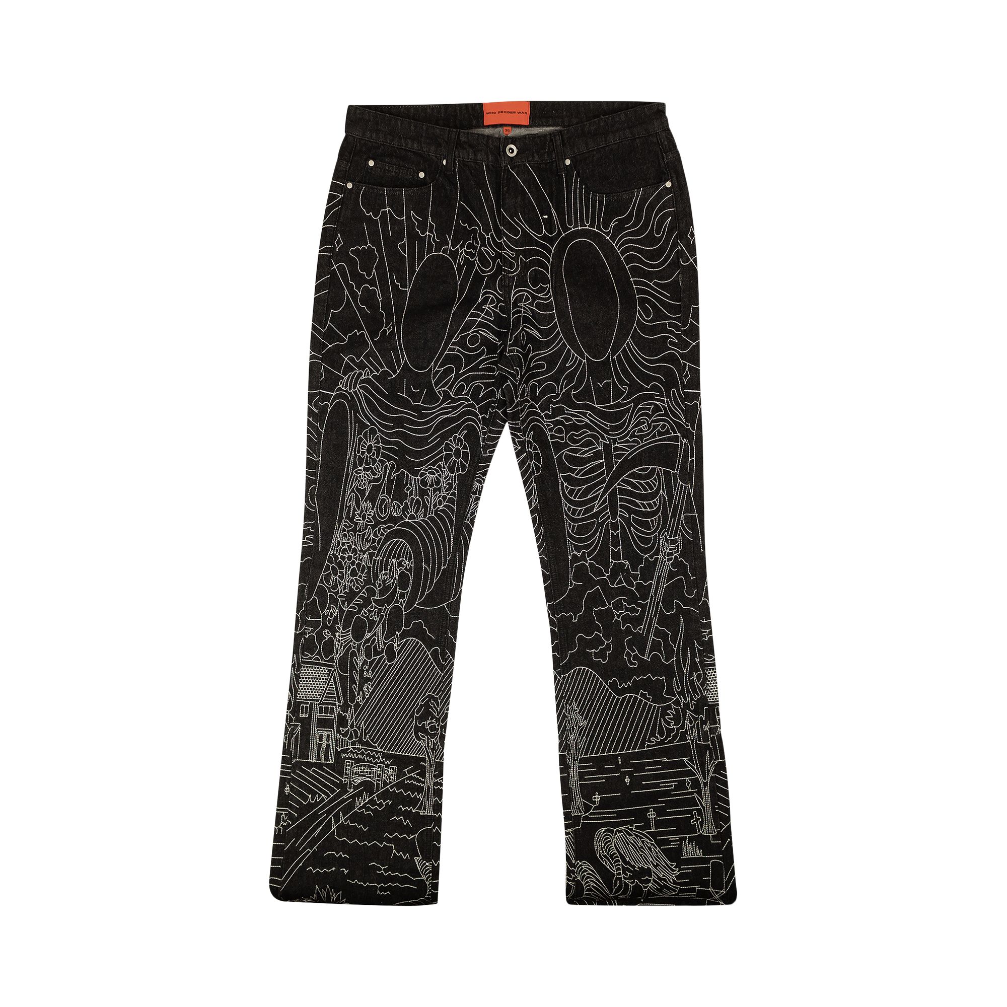 Pre-owned Who Decides War Duality Coal Embroidered Denim 'black' | Men's Size 32