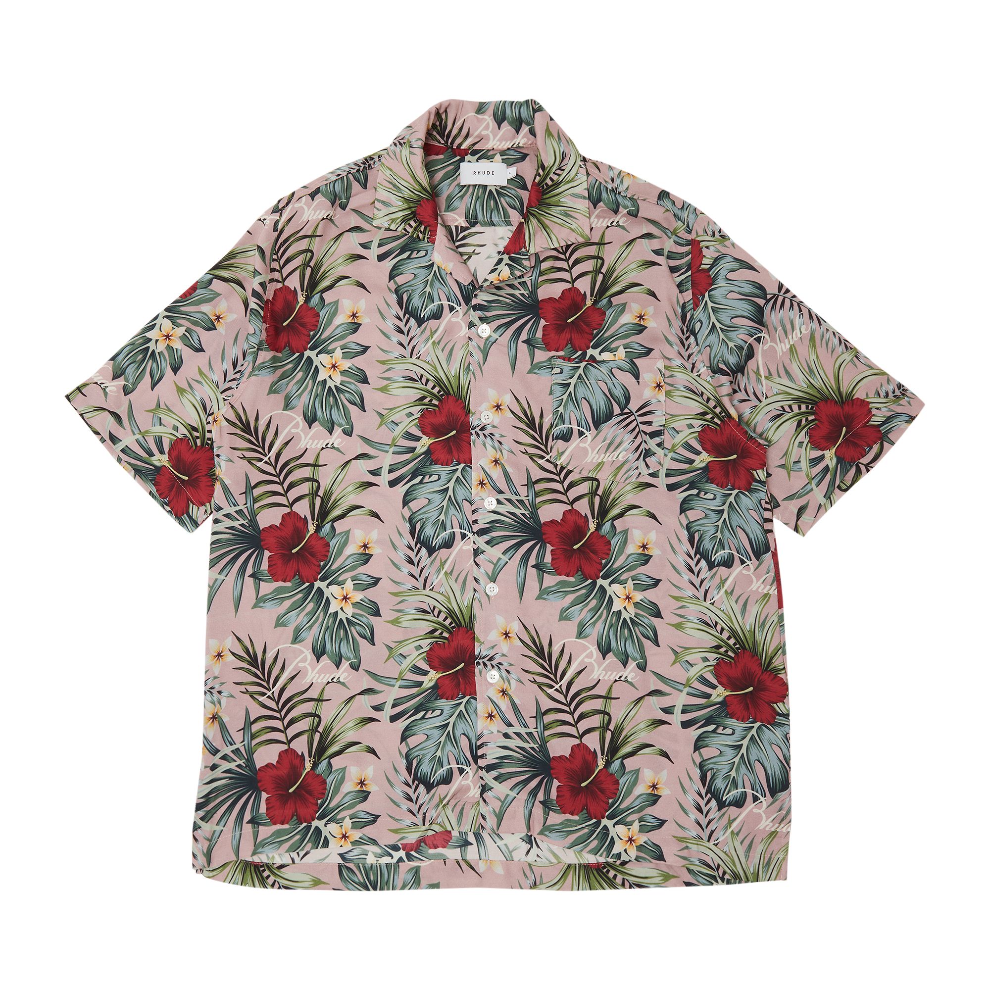 Pre-owned Rhude Hawaiian Logo Rayon Shirt 'mauve/multicolor' In Purple