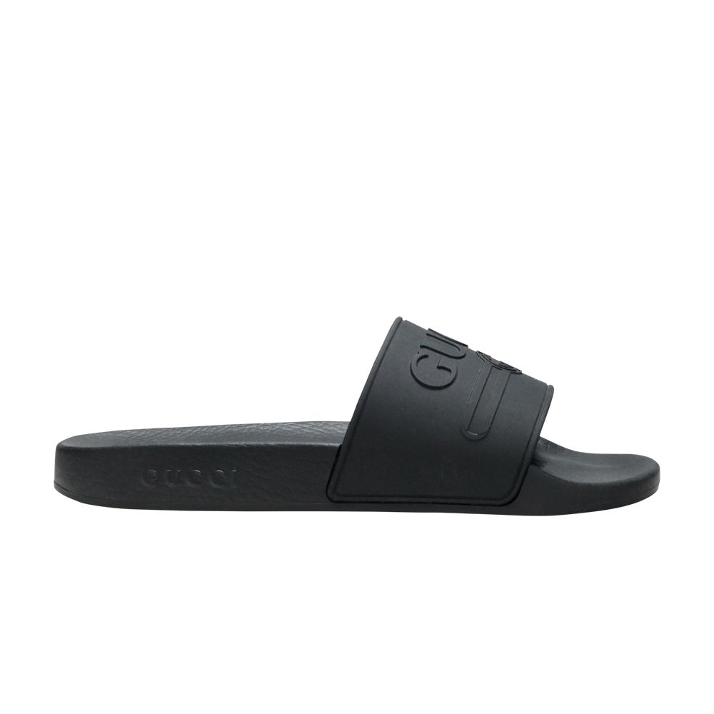 Gucci Logo Rubber Slide 'Black' | Men's Size 5