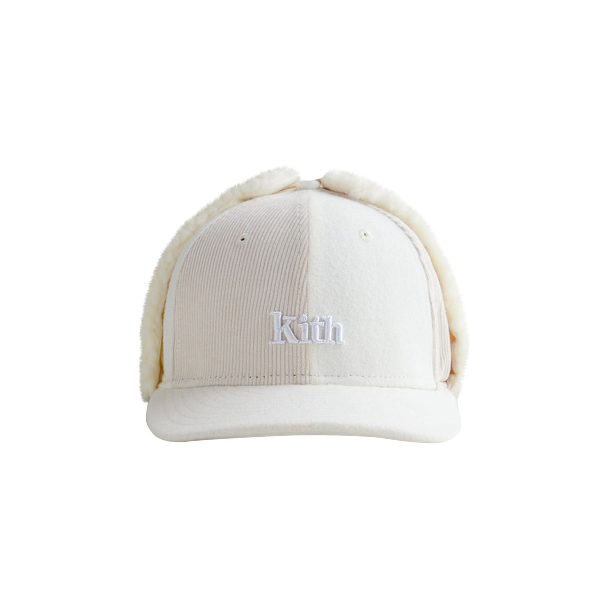 Pre-owned Kith For New Era Serif Ear Flap Fitted Cap 'sandrift' | White | Men's Size Onesize