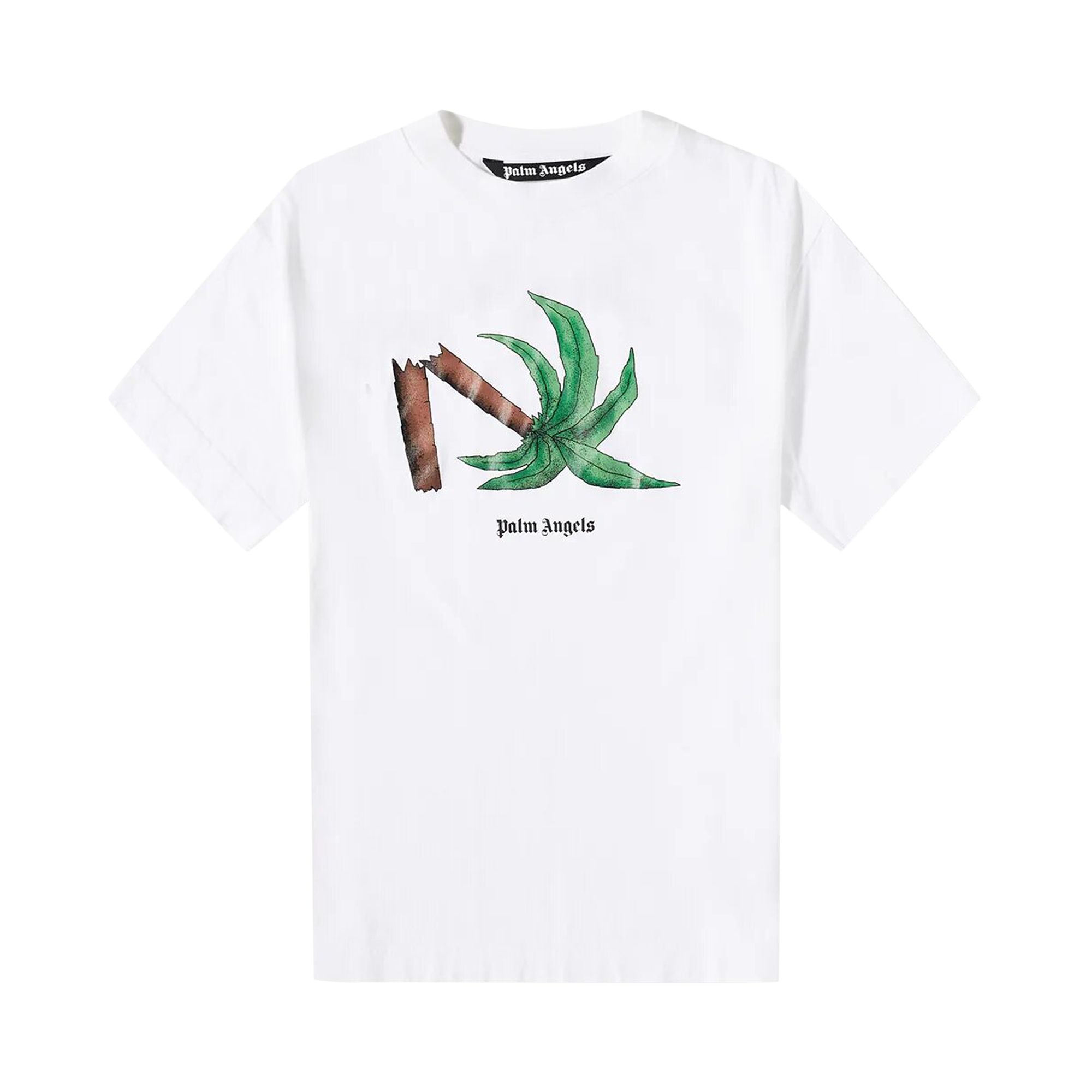 Pre-owned Palm Angels Broken Palm Classic Tee 'white/green'