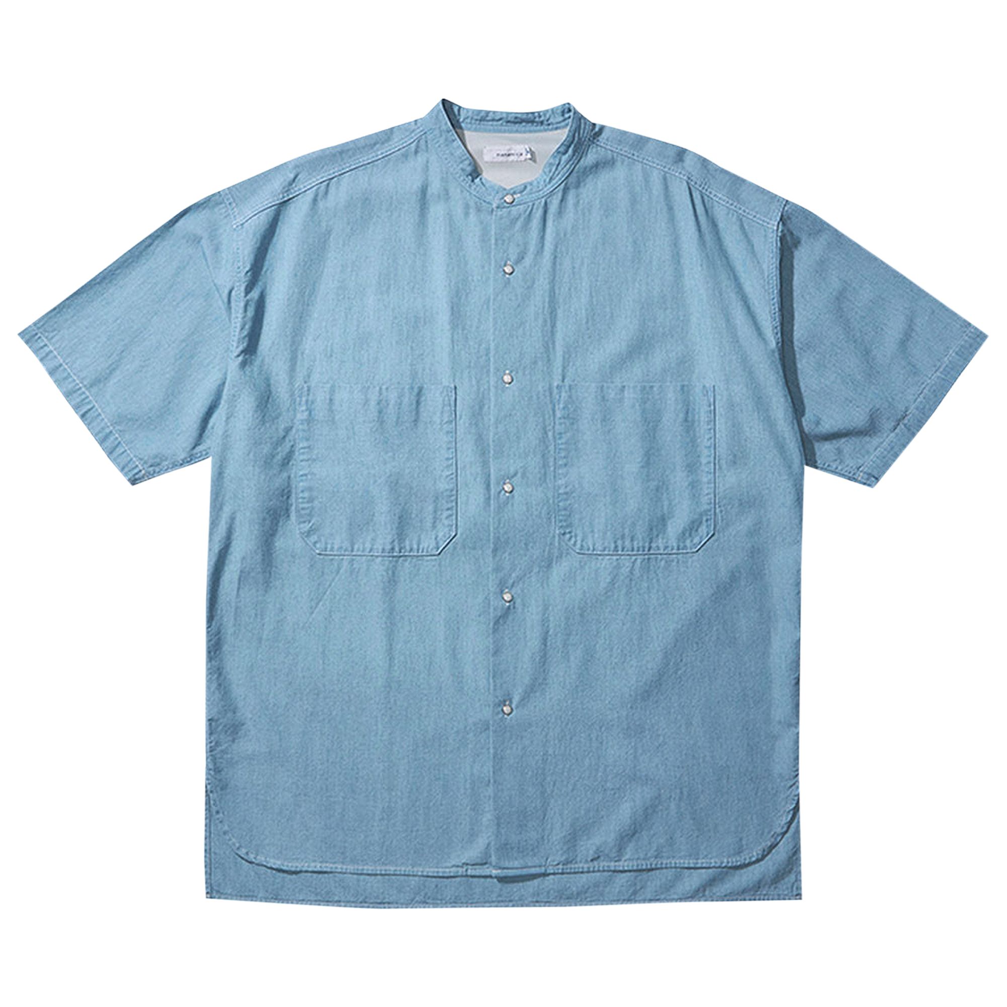 Pre-owned Nanamica Big Band Collar Wind Shirt 'indigo Bleach' | Blue | Men's Size M