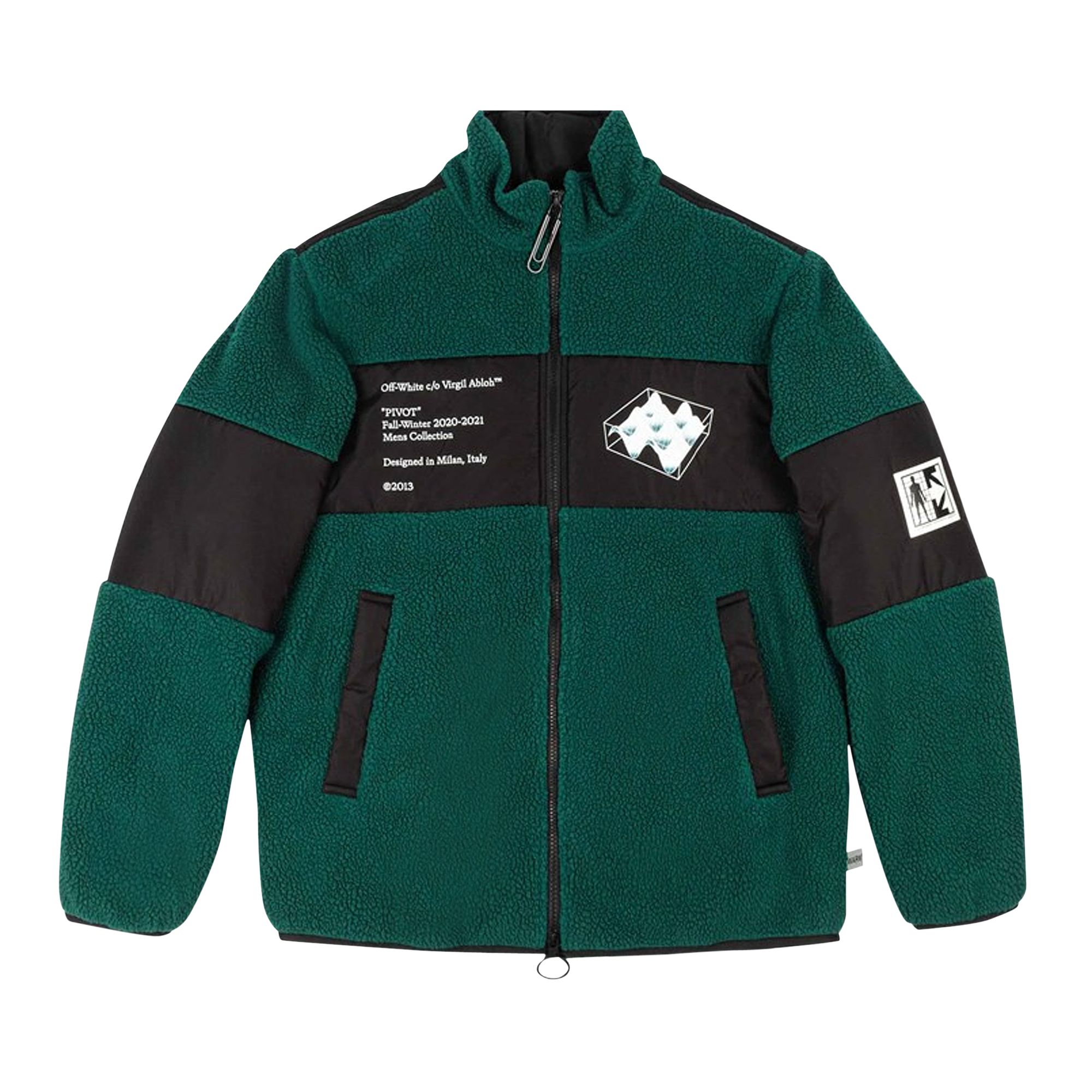 Off-White Polar Fleece Jacket 'Green/White' | Men's Size S