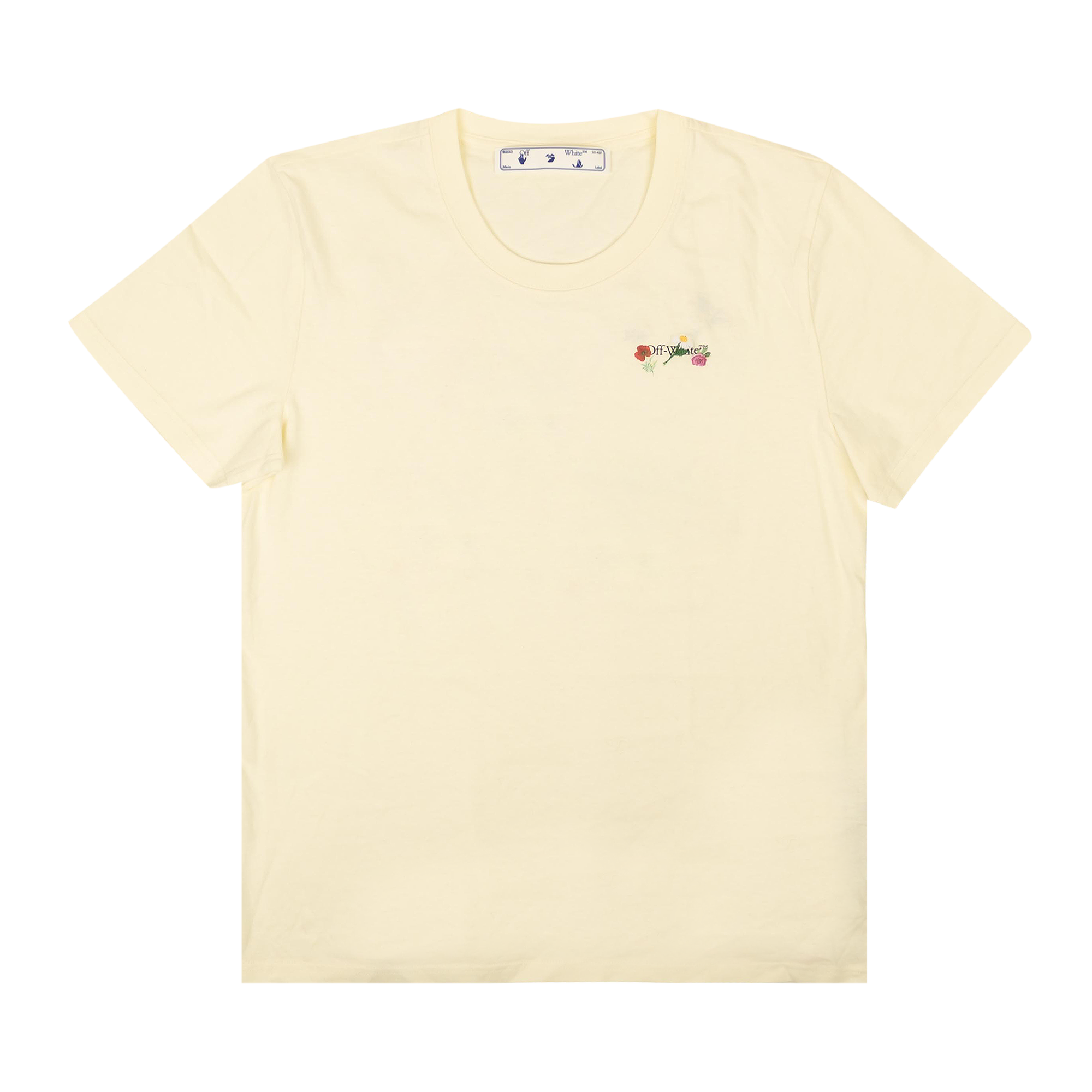 Pre-owned Off-white Embroidered Arrow Flowers Casual Tee 'beige/multicolor' In Tan