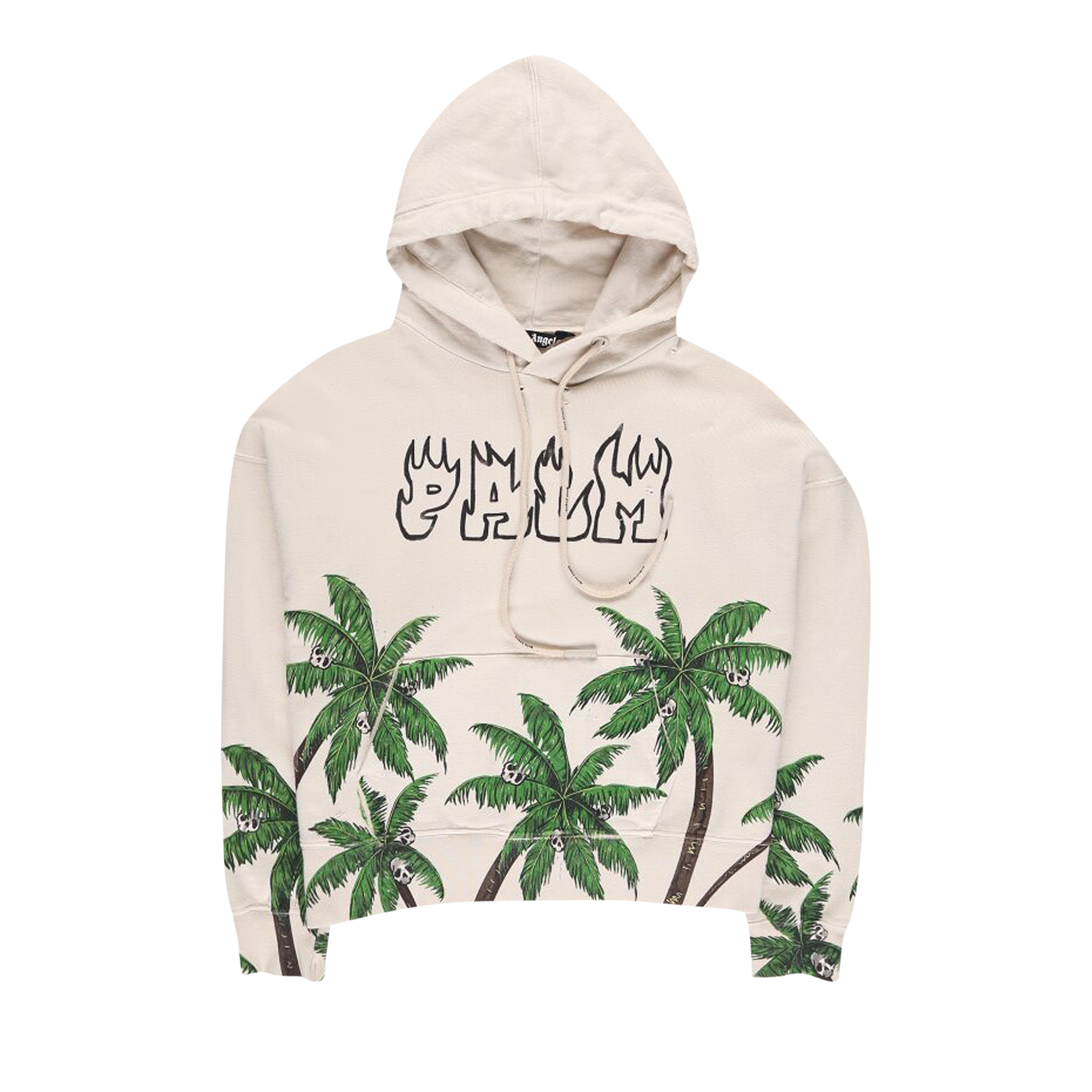 Pre-owned Palm Angels Palms And Skull Vintage Hoodie 'white'