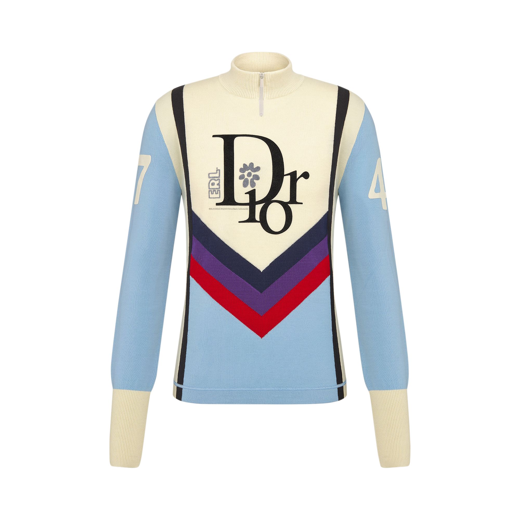 Pre-owned Dior X Erl Zipped-collar Sweater 'blue/white' | Multi-color | Men's Size S