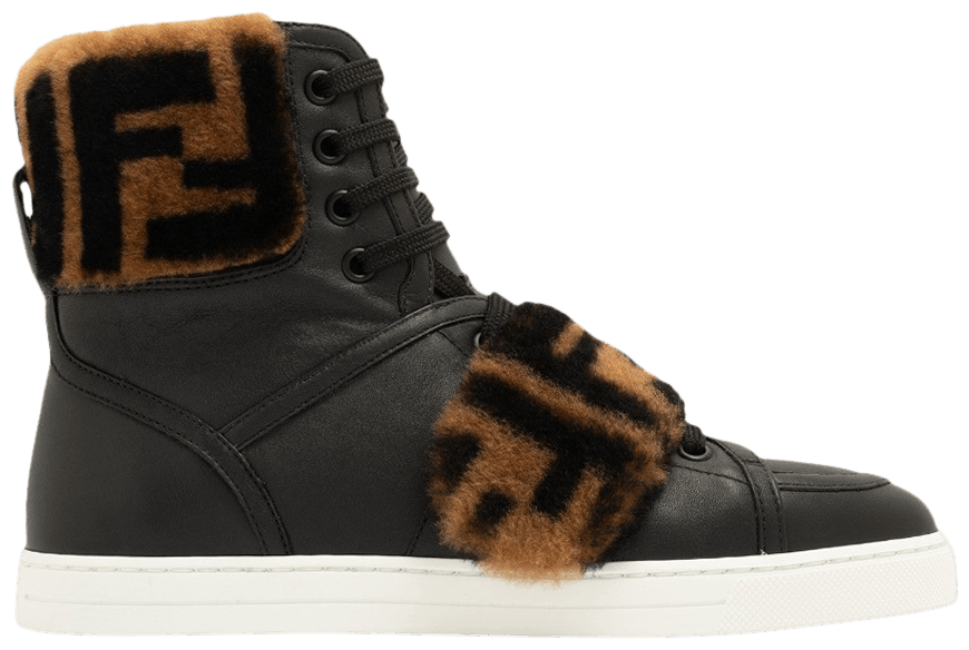 Buy Fendi Wmns Leather High 'Black Logo Fur' 8E8209 AGE9 F0PMM GOAT