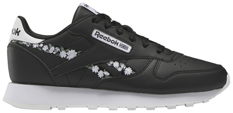 Reebok Classic Leather Big Kid Flower Crowns Black White