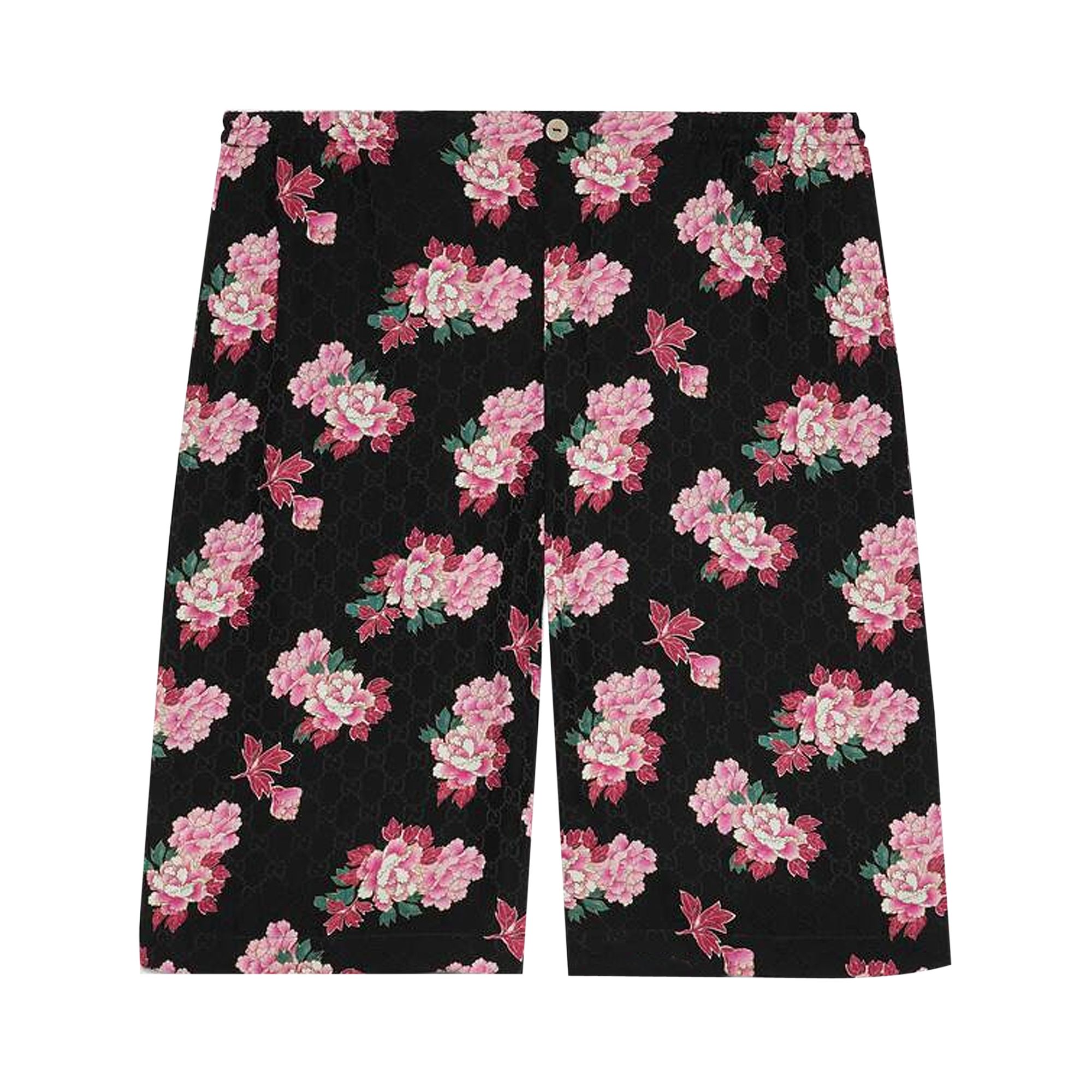 Pre-owned Gucci Peony Print Silk Shorts 'black/pink' | Men's Size 44