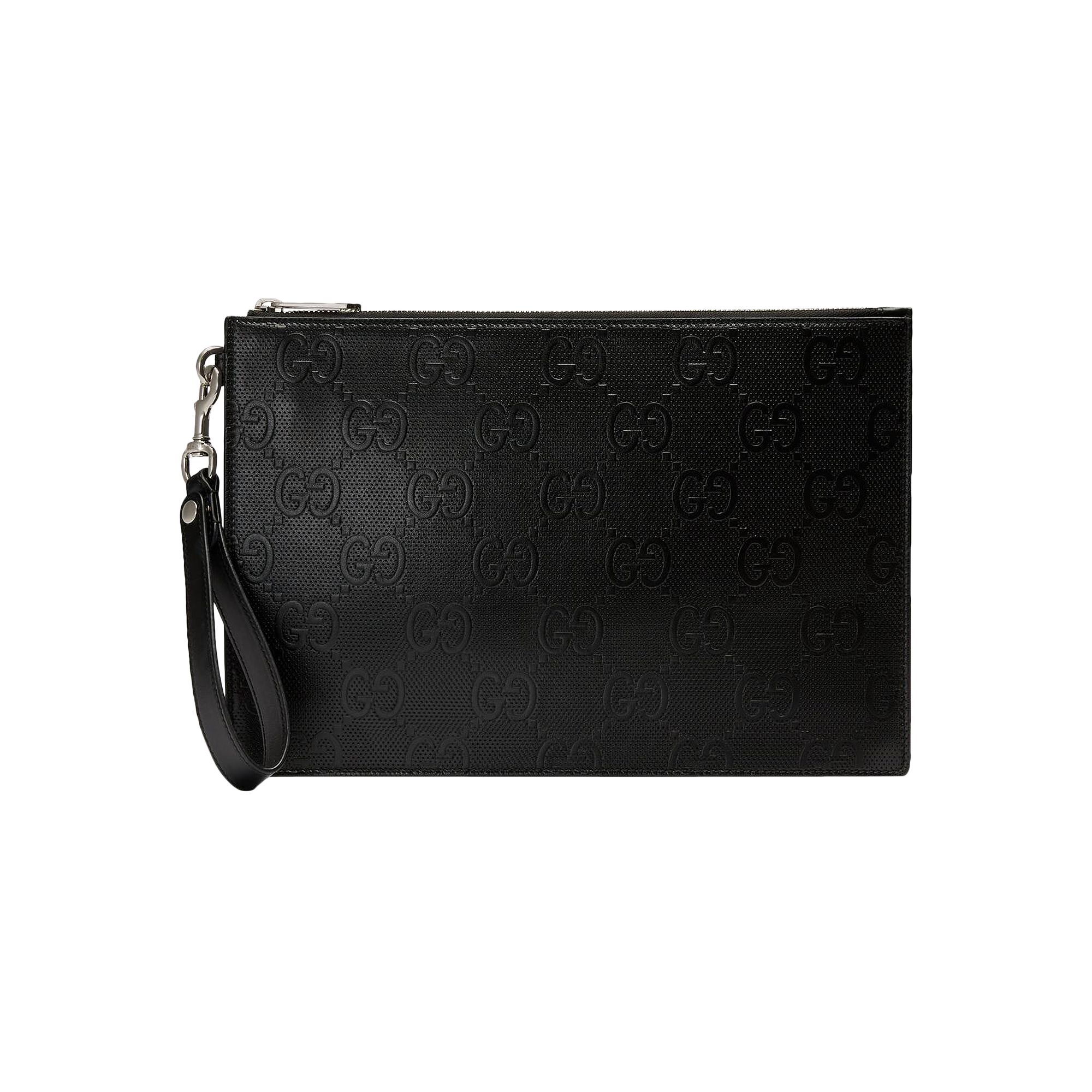 Pre-owned Gucci Gg Embossed Pouch 'black' | Men's Size Onesize