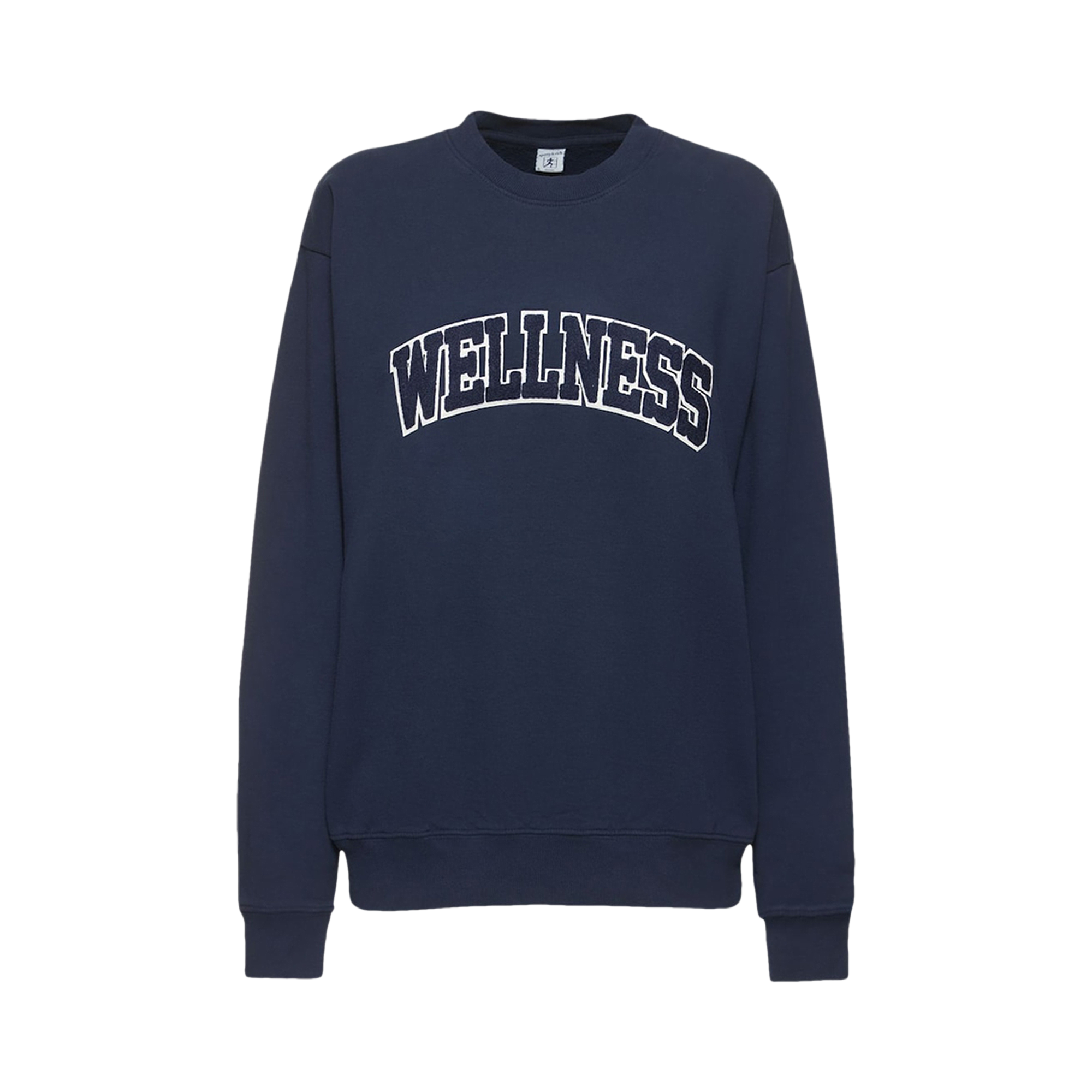 Pre-owned Sporty And Rich Sporty & Rich Wellness Boucle Crewneck 'navy/white' In Blue