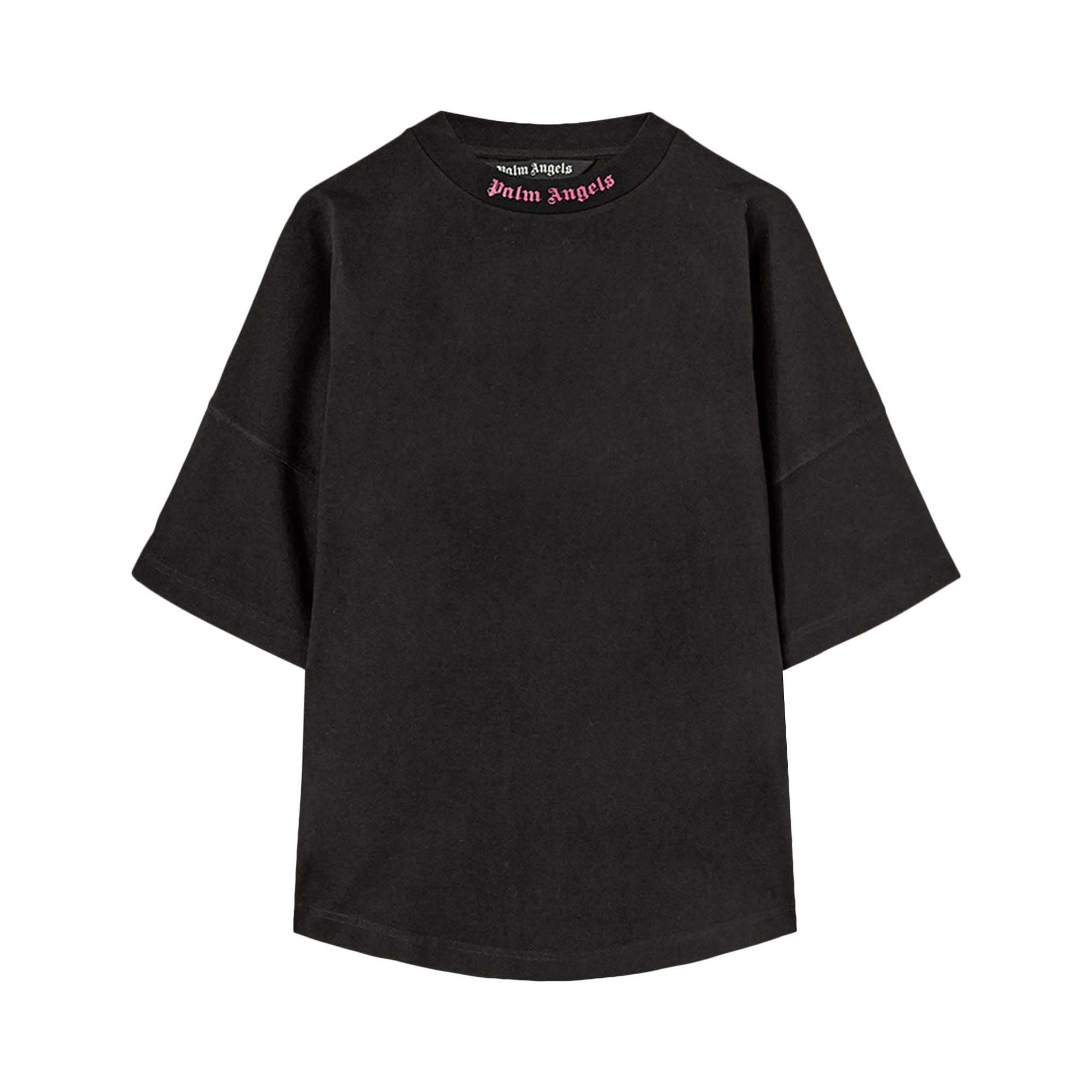 Pre-owned Palm Angels Doubled Logo Over Tee 'black/fuchsia'