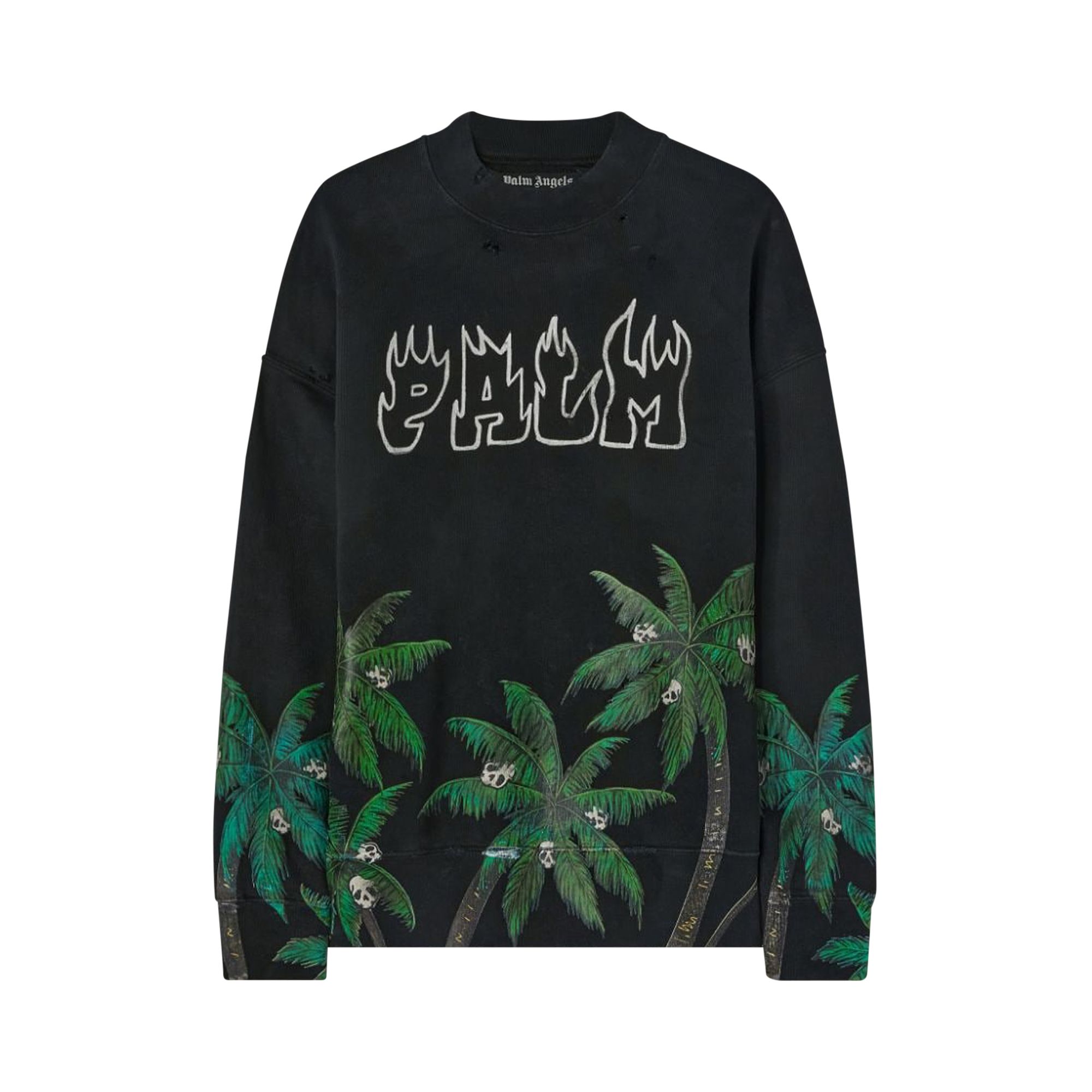 Palm Angels Palms And Skull Vintage Crew 'Black/Green' | Men's Size XS