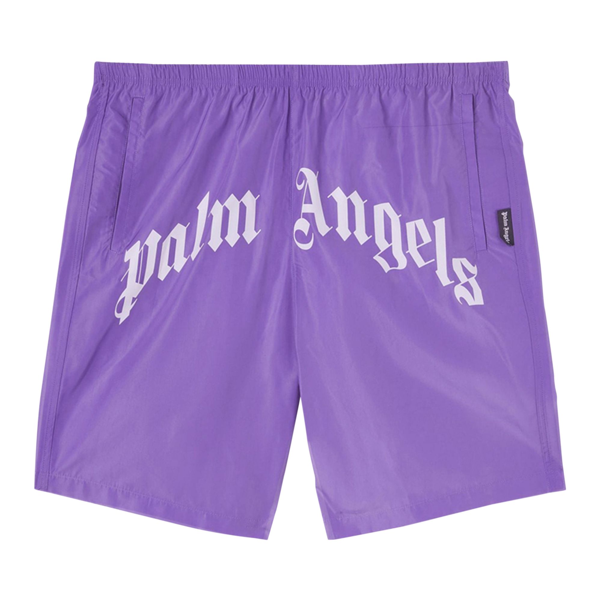 PALM ANGELS Pre-owned Curved Logo Swim Short 'violet/white' | Purple | Men's Size Xs