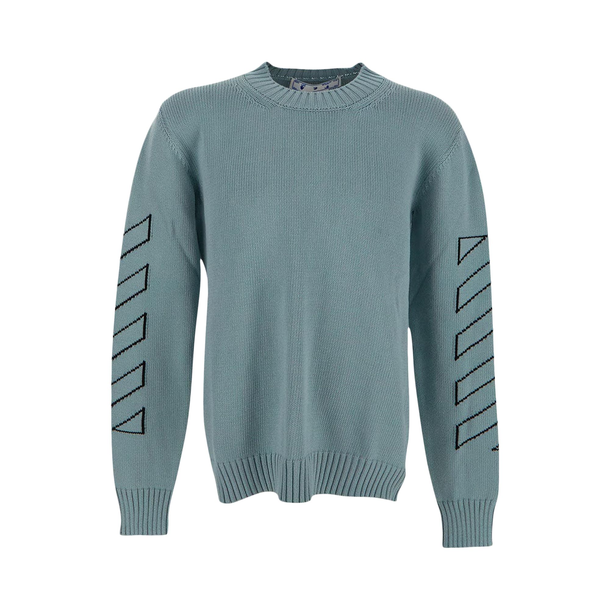 Pre-owned Off-white Diag Outline Knit Crewneck 'ice Black' | Men's Size Xl