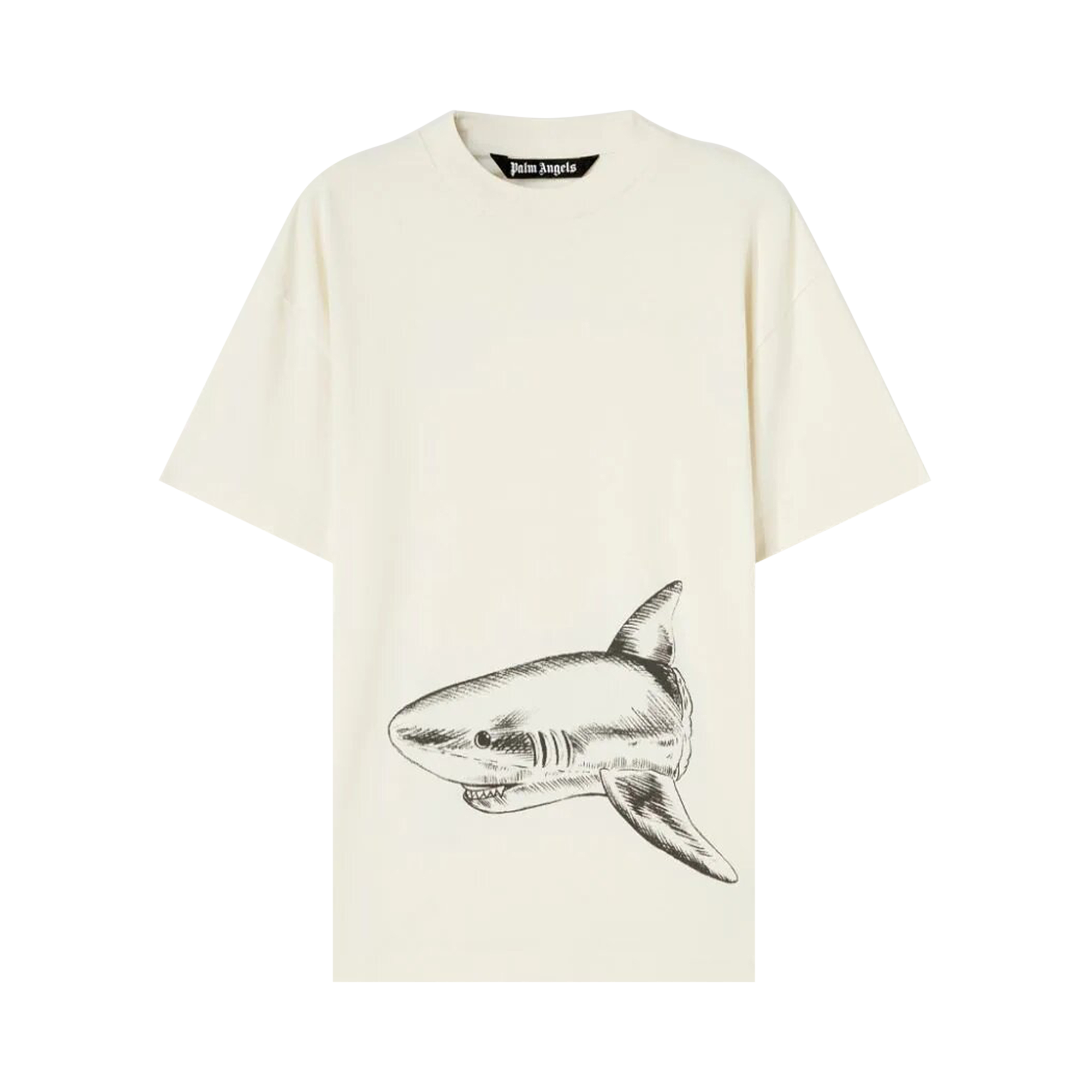 Pre-owned Palm Angels Broken Shark Classic Tee 'butter' In White