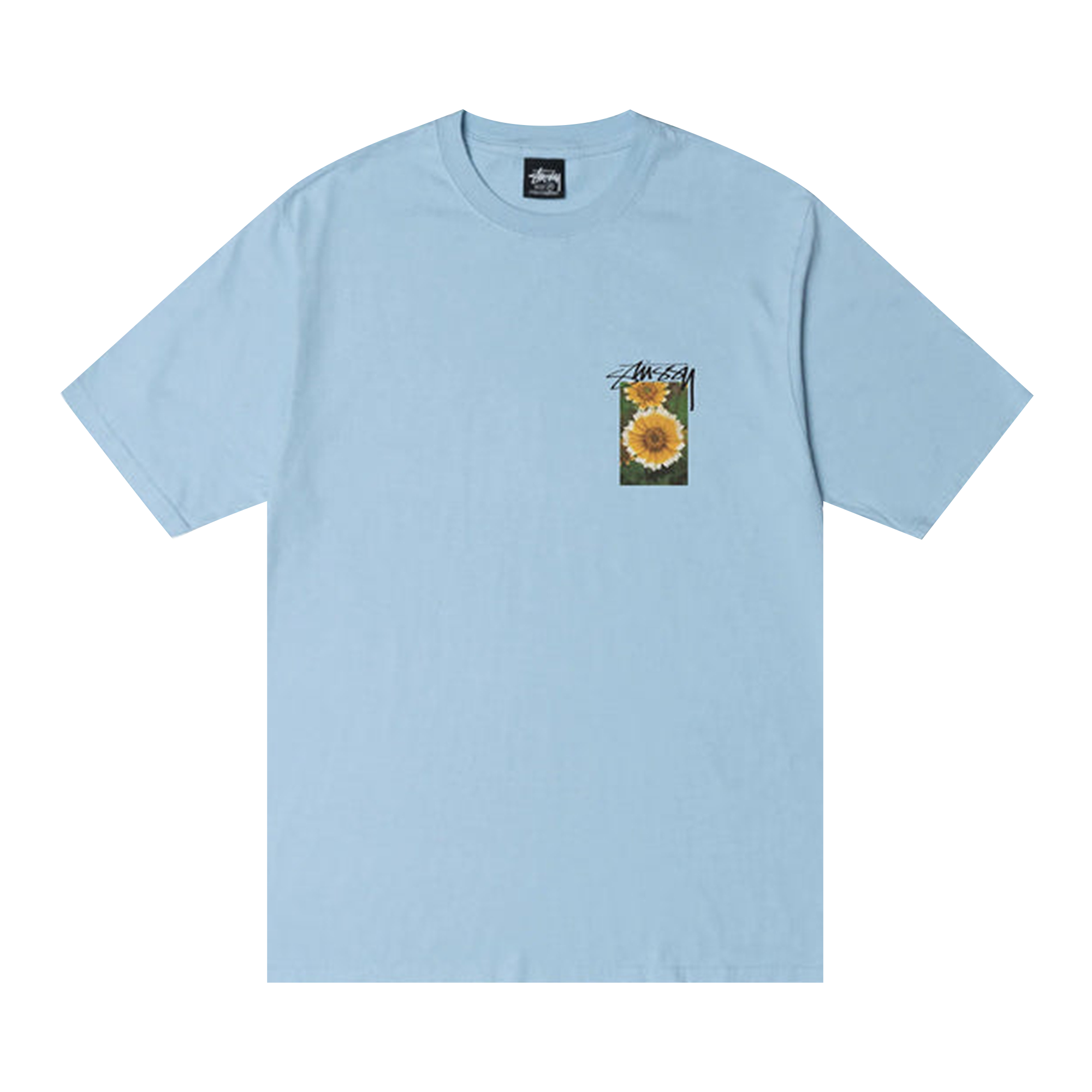 Pre-owned Stussy Flower Grid Pigment Dyed Tee 'sky Blue'
