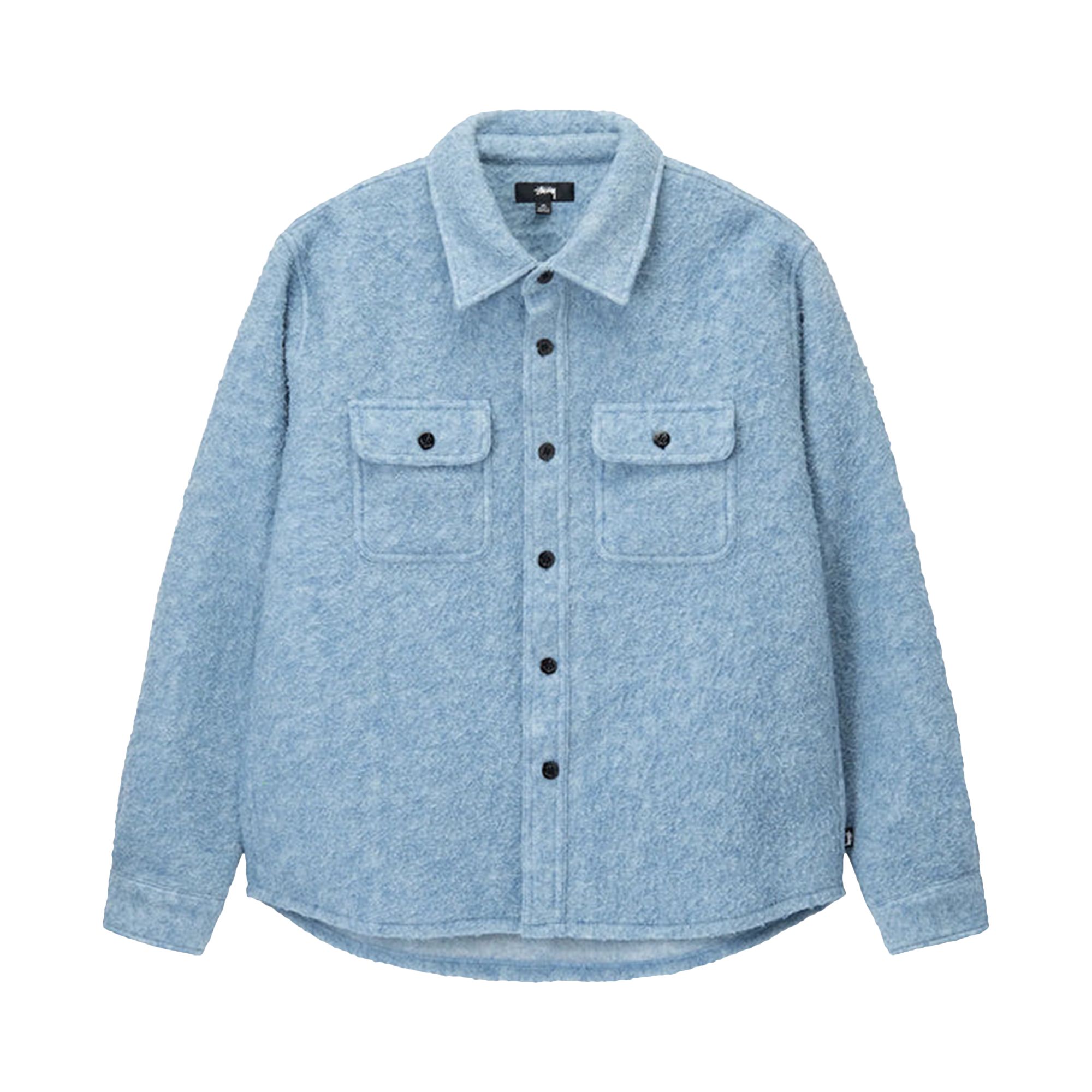 Stussy Casentino Wool Cpo Shirt 'Light Blue' | Men's Size M