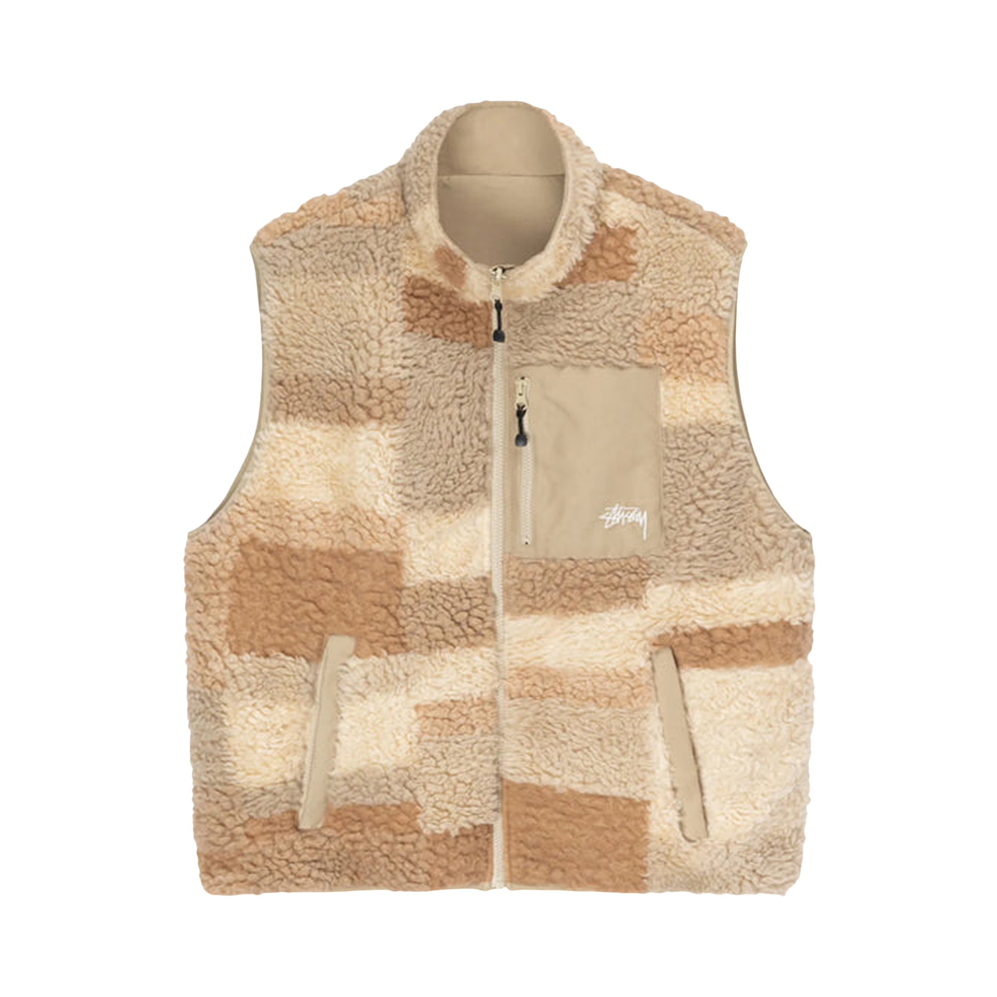 Pre-owned Stussy Colorblock Reversible Vest 'khaki' In Brown