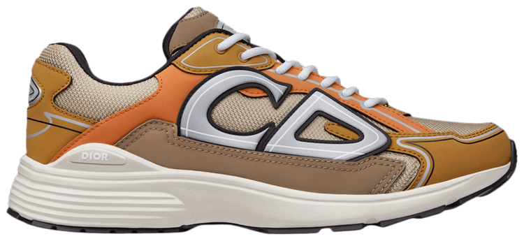 Dior B30 Cream Mesh with Orange and Brown Technical Fabric Low Top