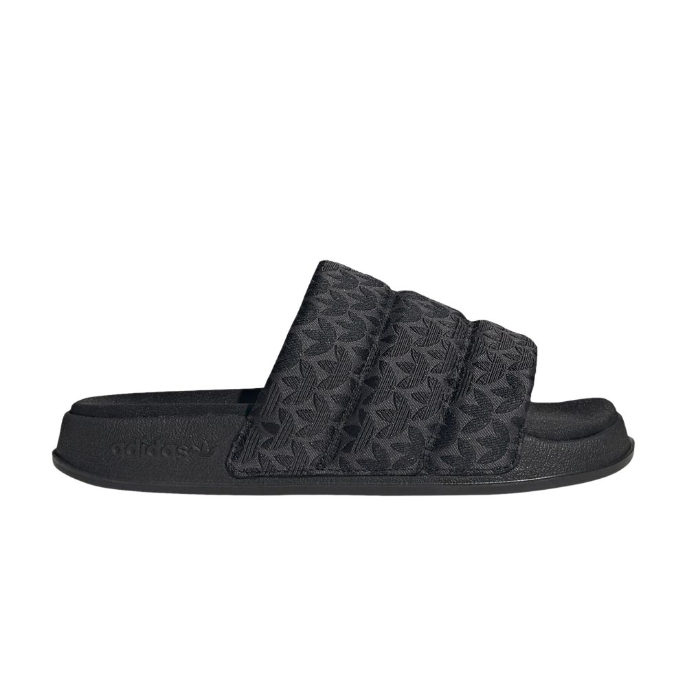 Pre-owned Adidas Originals Wmns Adilette Essential Slides 'trefoil Monogram - Black'