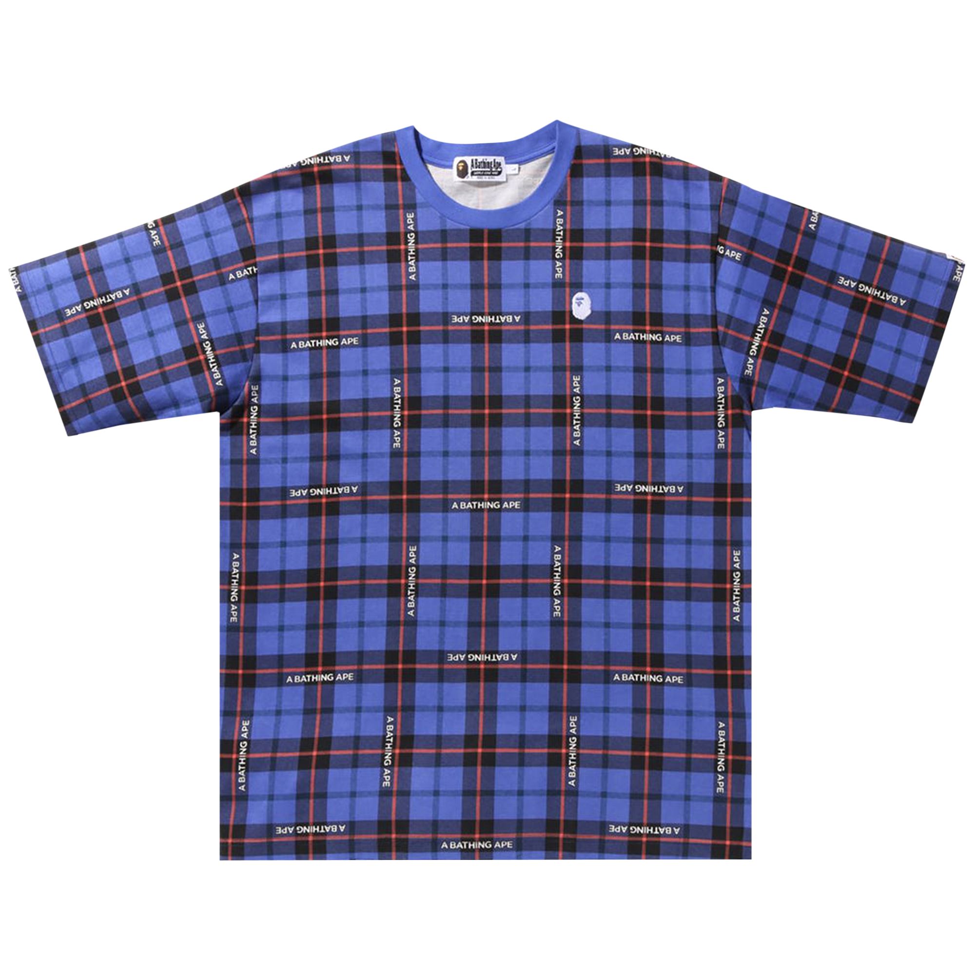 Pre-owned Bape Check Relaxed Fit One Point Tee 'blue' | Men's Size S