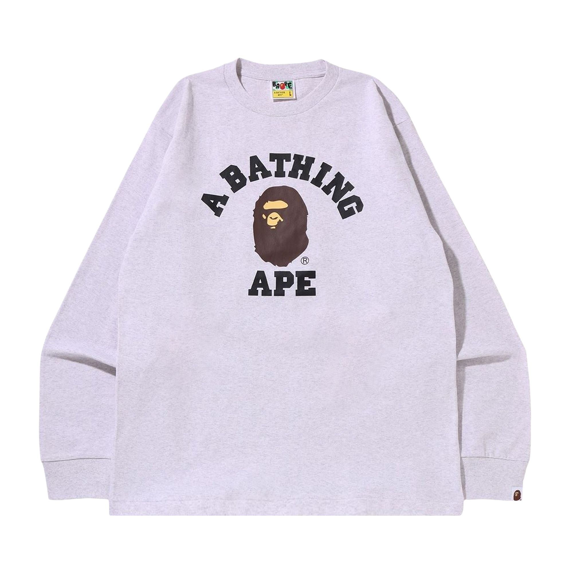 Pre-owned Bape College Long-sleeve Tee 'grey' | Men's Size L