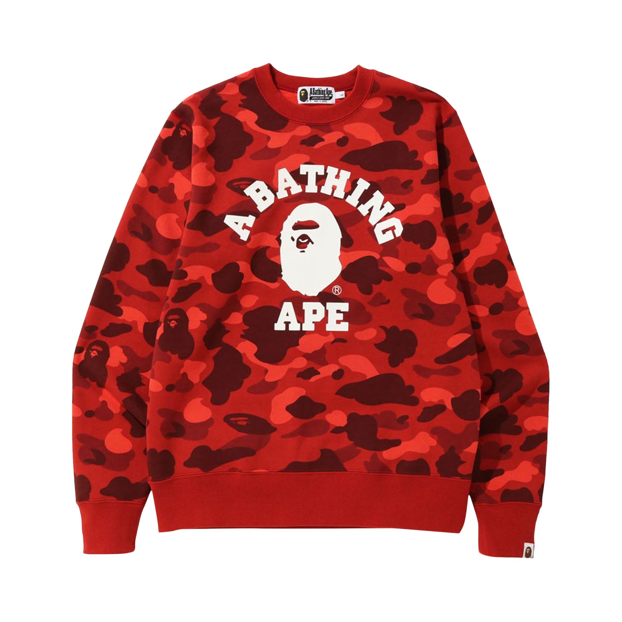 Pre-owned Bape Color Camo College Crewneck 'red'