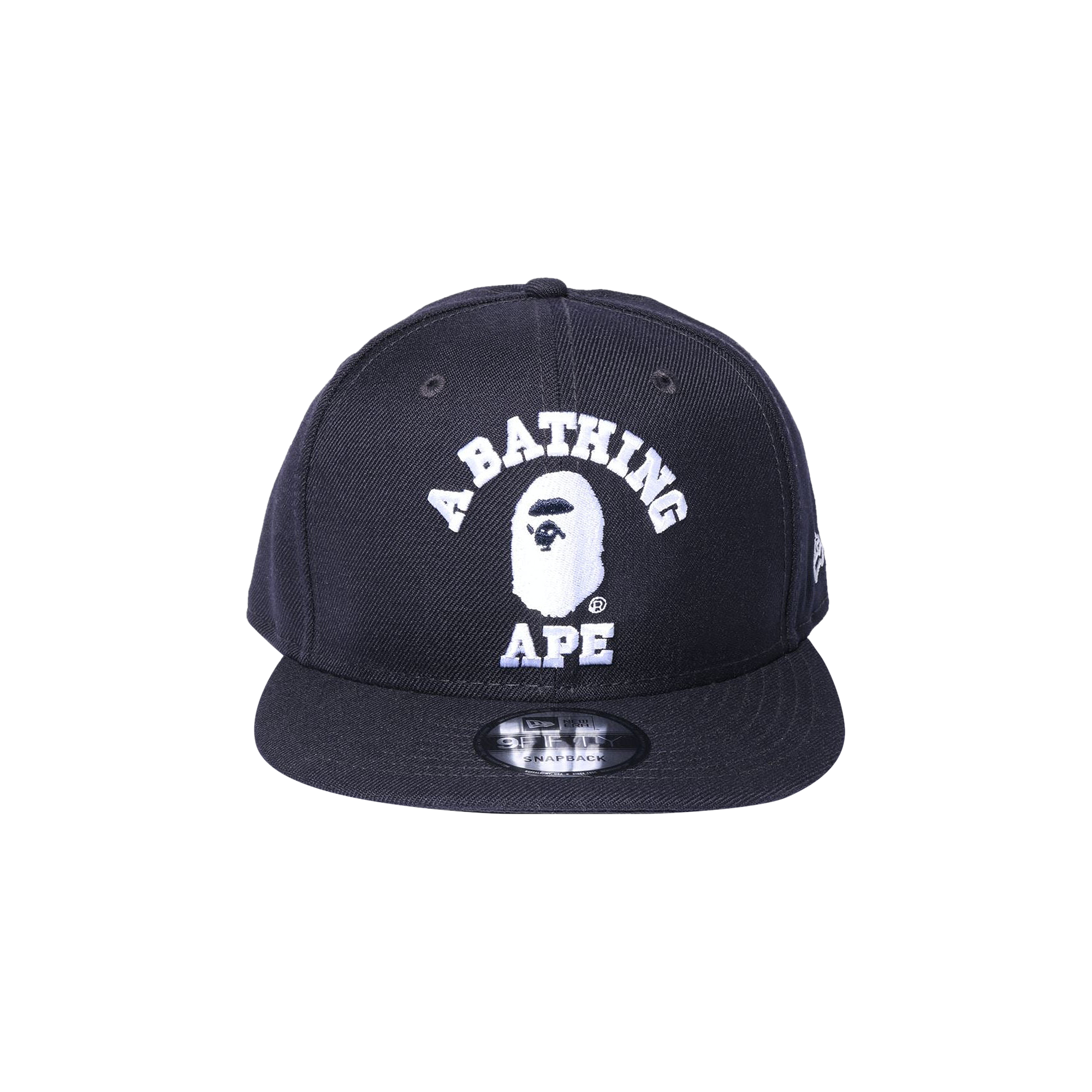 Pre-owned Bape College New Era Snap Back Cap 'navy' In Blue