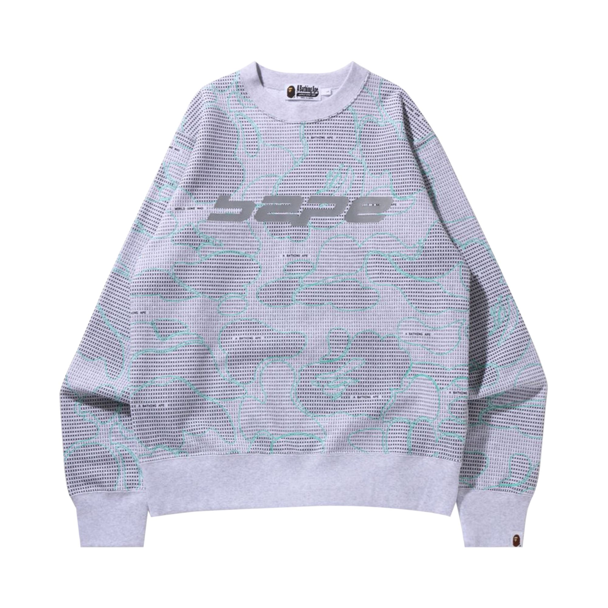 Pre-owned Bape Text Code Camo Crewneck 'grey'