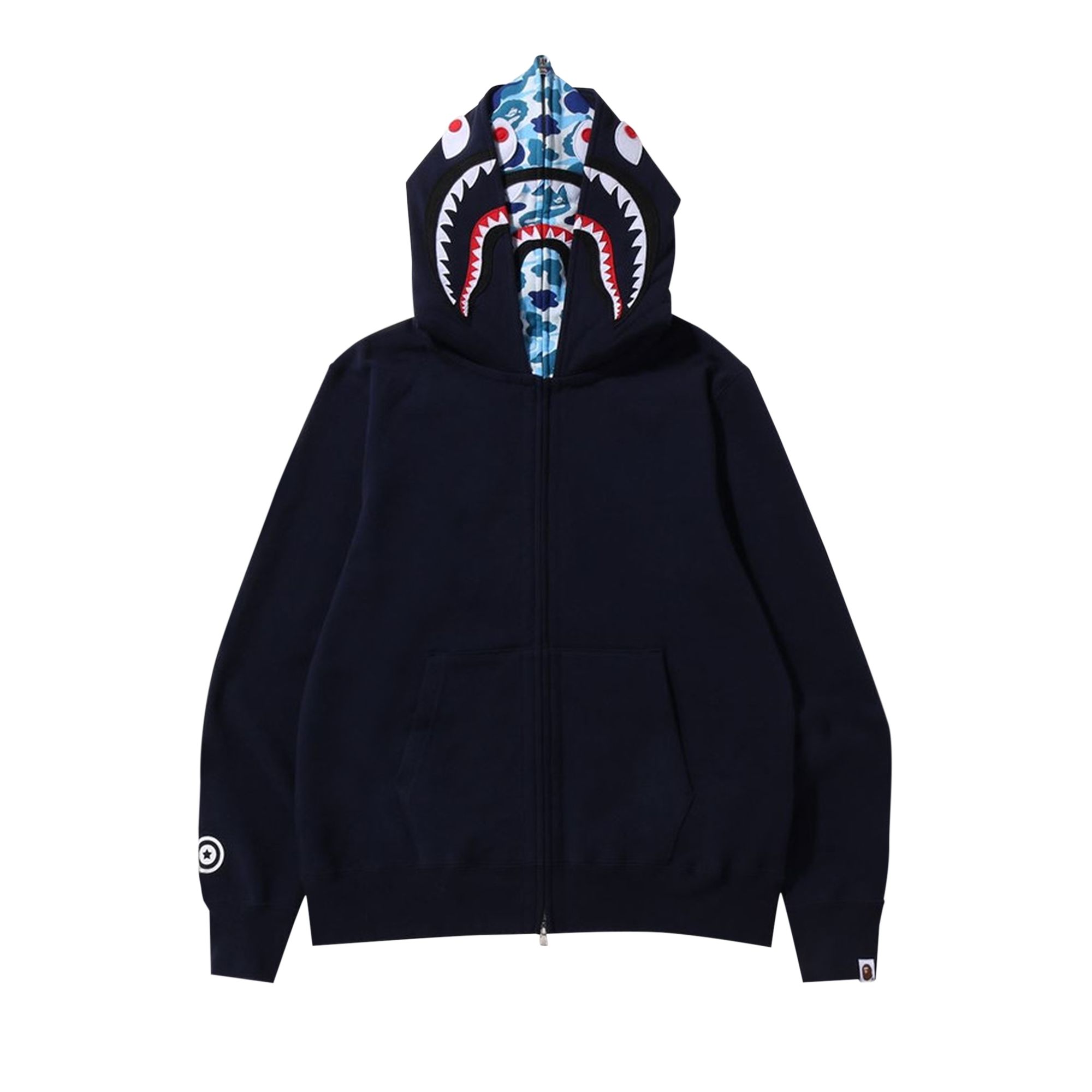 BAPE BAPE ABC CAMO SHARK WIDE FIT FULL ZIP DOUBLE HOODIE 'NAVY'