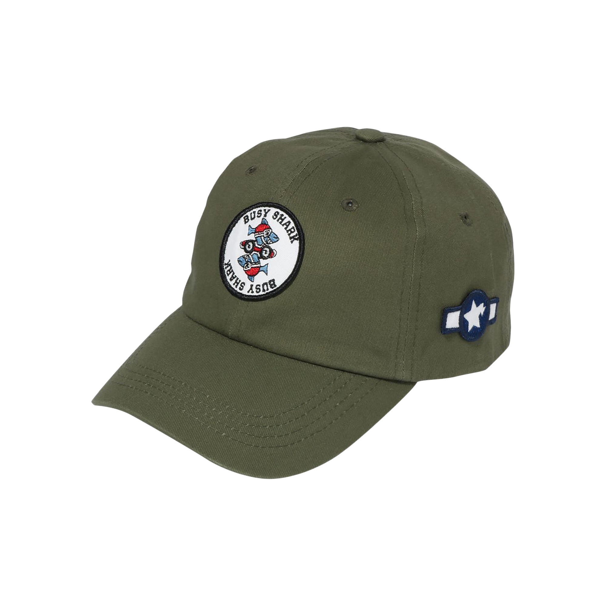 Pre-owned Bape Busy Shark Panel Cap 'olive Drab' In Green