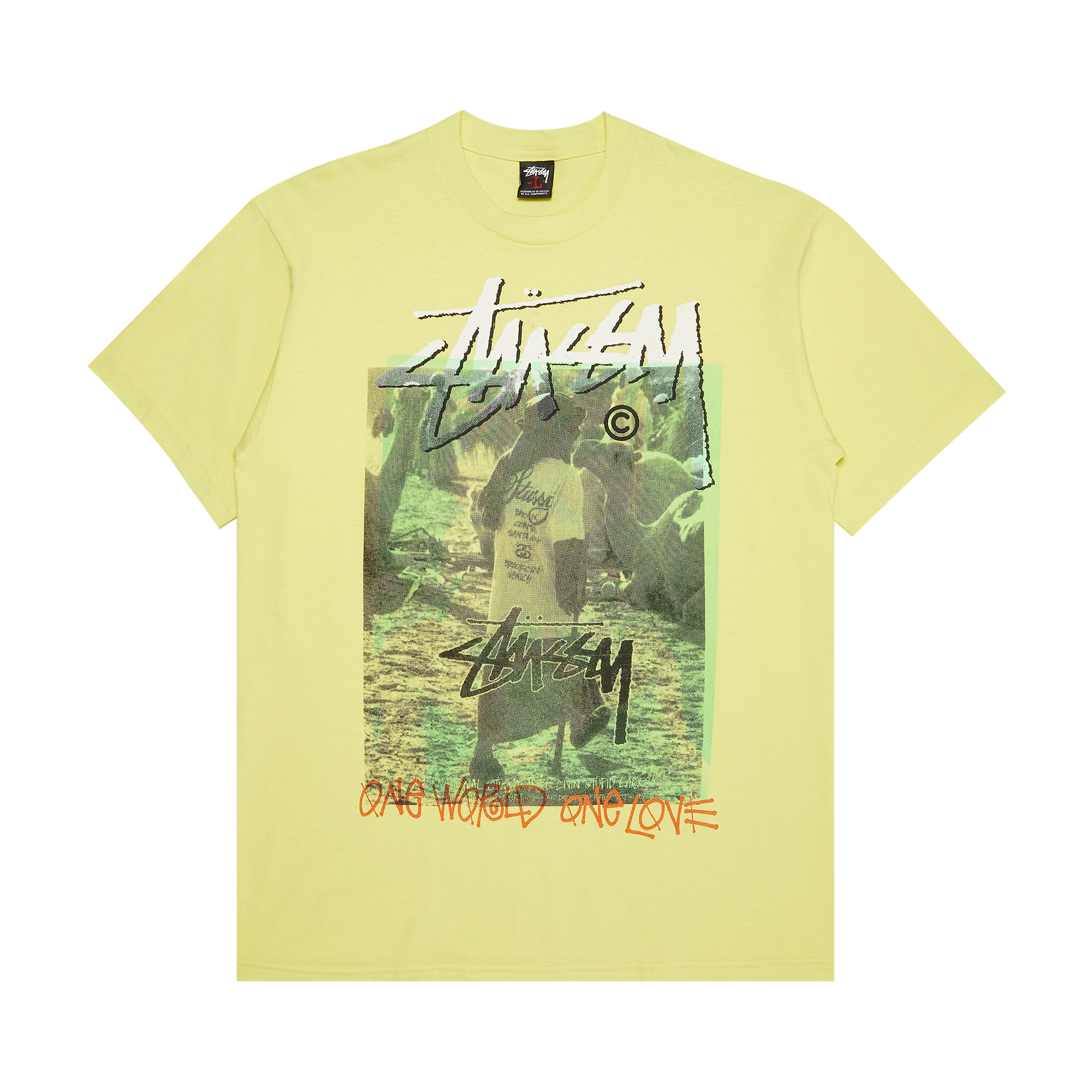 Pre-owned Stussy Gear One World One Love Tee 'light Yellow'