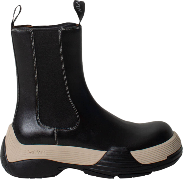 Lanvin Wmns Flash-X Bold Chelsea Leather Boot 'Black Cream'