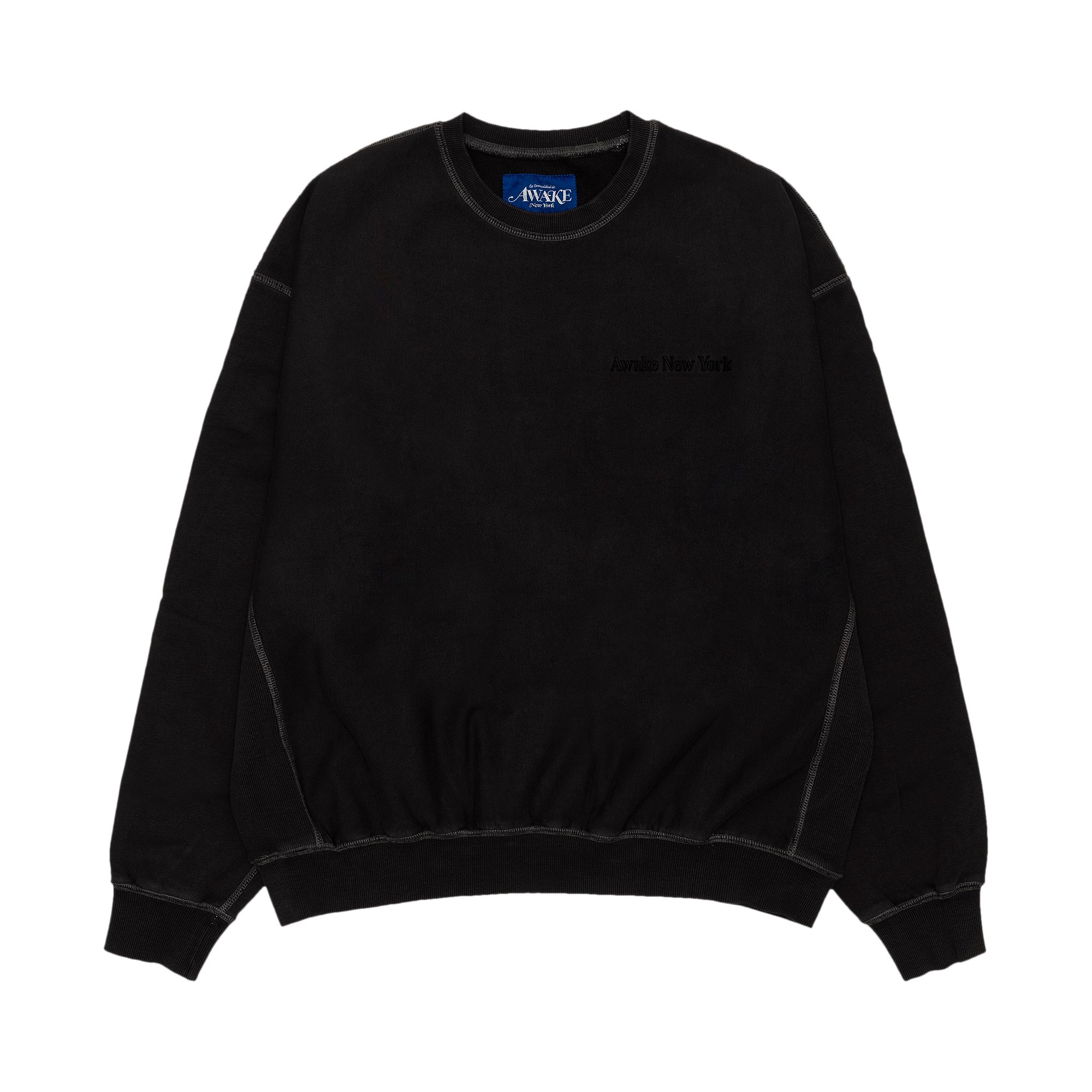 Pre-owned Awake Ny Pigment Dyed Embroidered Crewneck Sweatshirt 'black' | Men's Size Xl