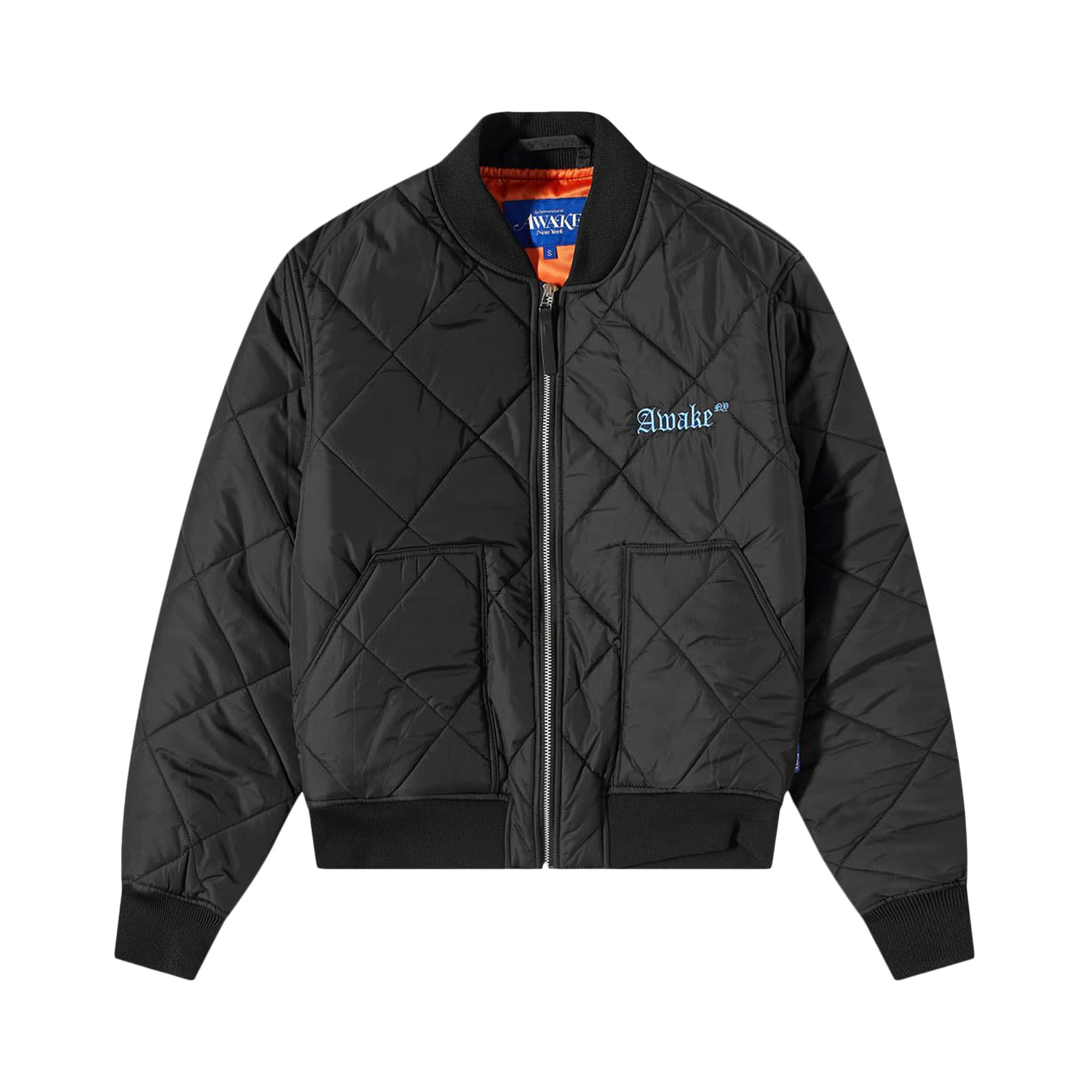 Pre-owned Awake Ny Quilted Patch Bomber Jacket 'black' | Men's Size L