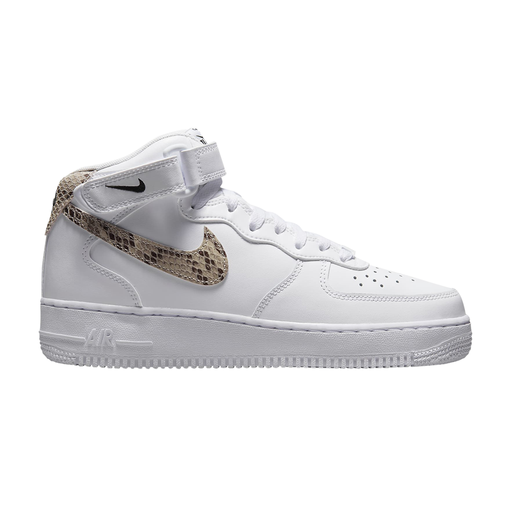 Pre-owned Nike Wmns Air Force 1 '07 Mid 'snakeskin Swoosh' In White