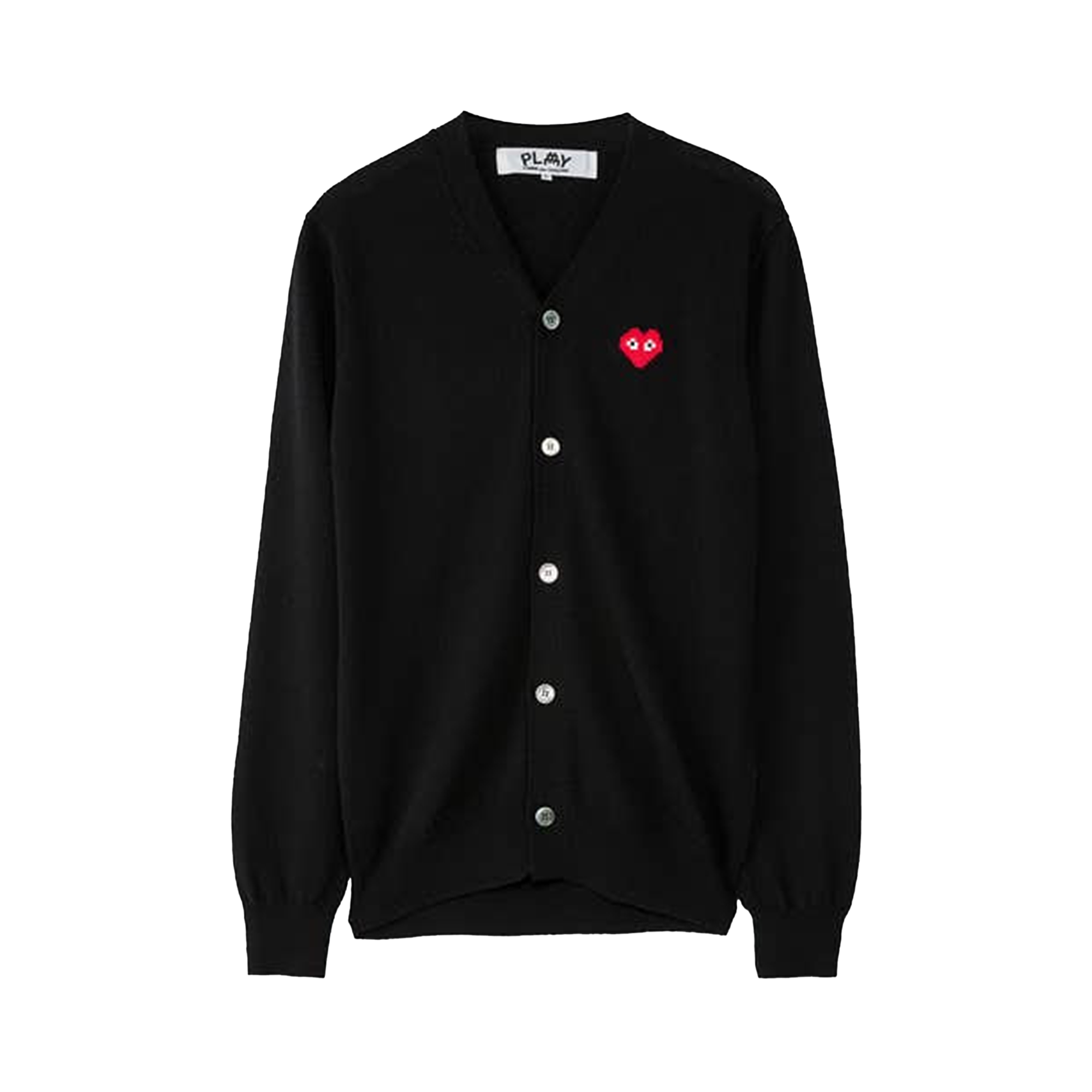 Pre-owned Comme Des Garçons Play X Invader Pixelated Heart Cardigan 'black'