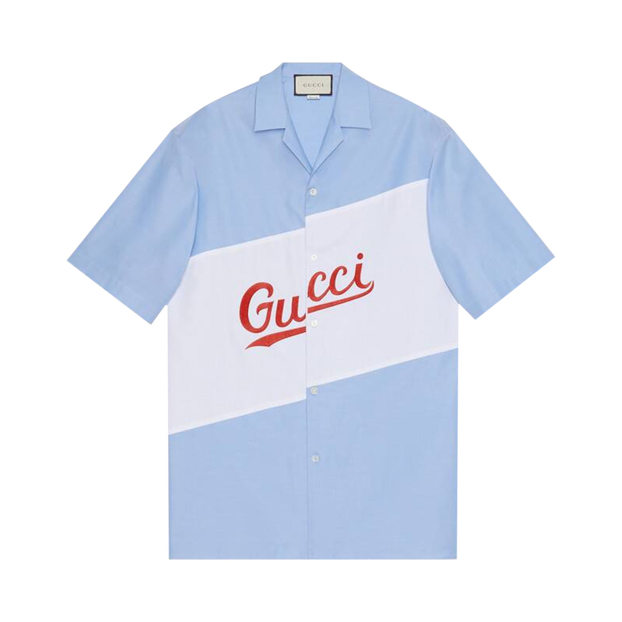 Pre-owned Gucci Script Oversize Bowling Shirt 'sky Blue/mix' | Men's Size 46